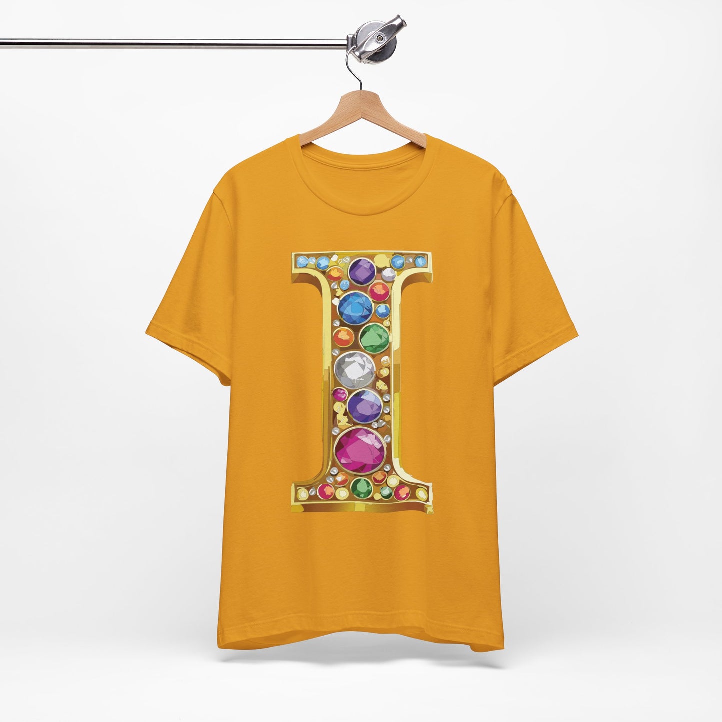 Letter Shirt, Shirt with Letters, Tee Shirt with Gold Letter, Shirt with Antique Letters