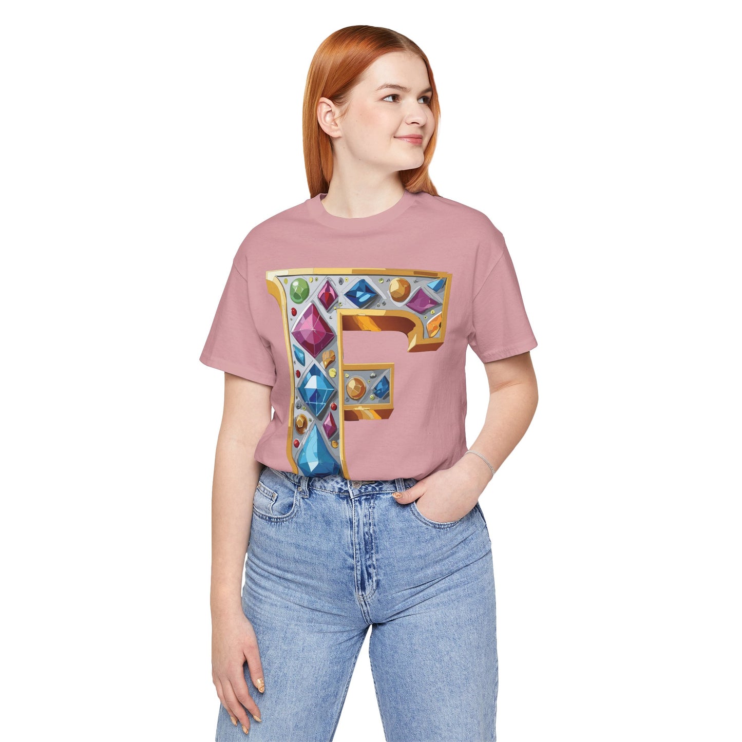 Letter Shirt, Shirt with Letters, Tee Shirt with Gold Letter, Shirt with Antique Letters