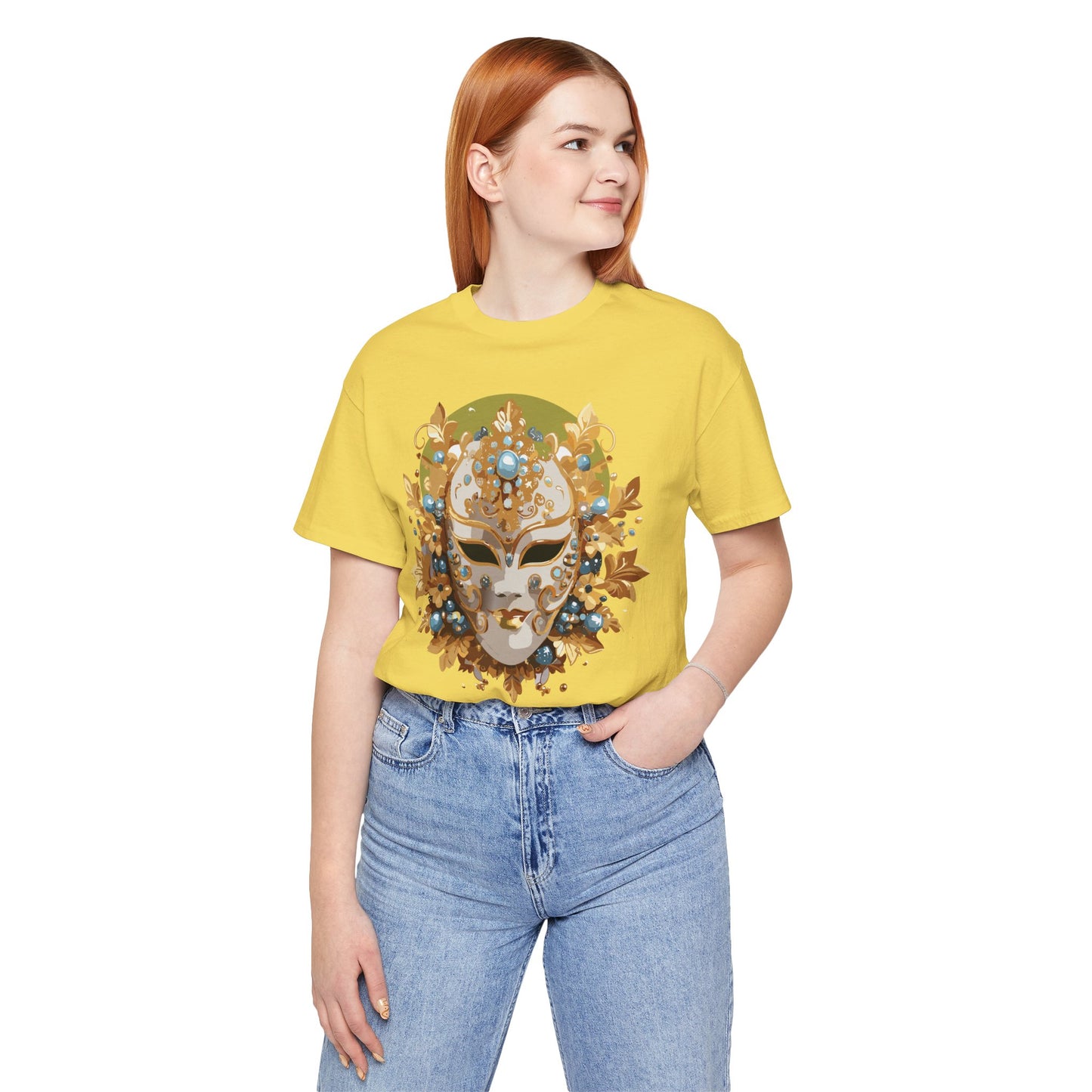 Mask Shirt, Shirt with Mask, Tee Shirt with Gold Face