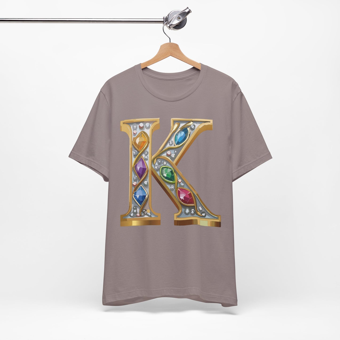Letter Shirt, Shirt with Letters, Tee Shirt with Gold Letter, Shirt with Antique Letters