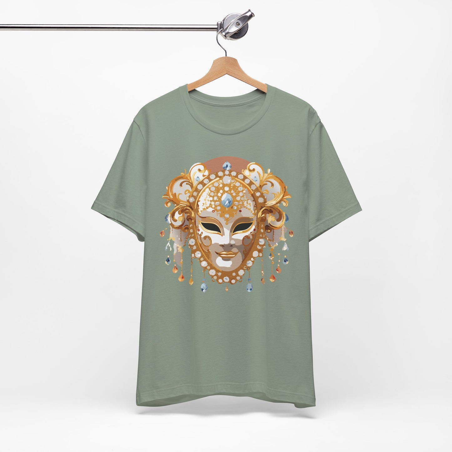 Mask Shirt, Shirt with Mask, Tee Shirt with Gold Face