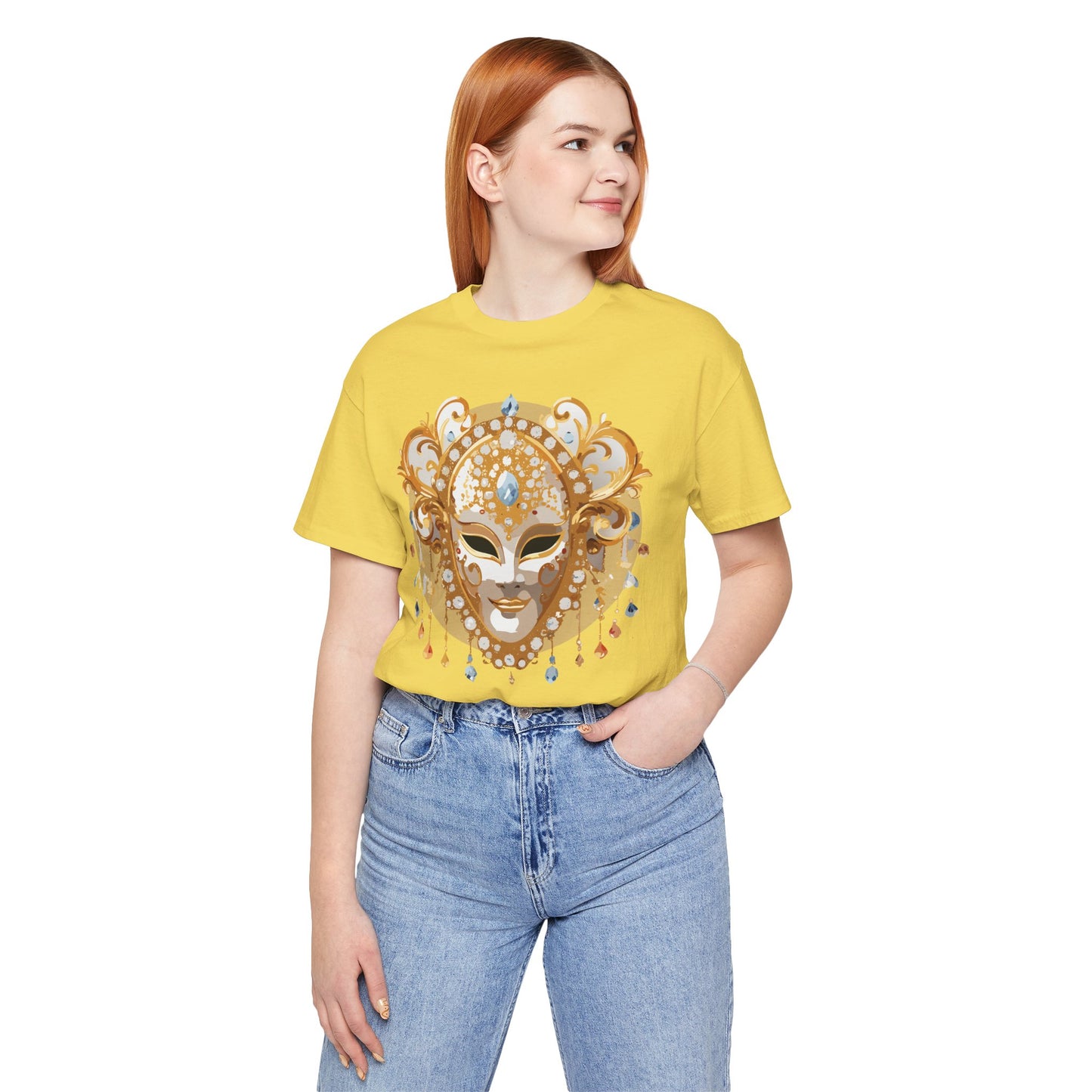 Mask Shirt, Shirt with Mask, Tee Shirt with Gold Face