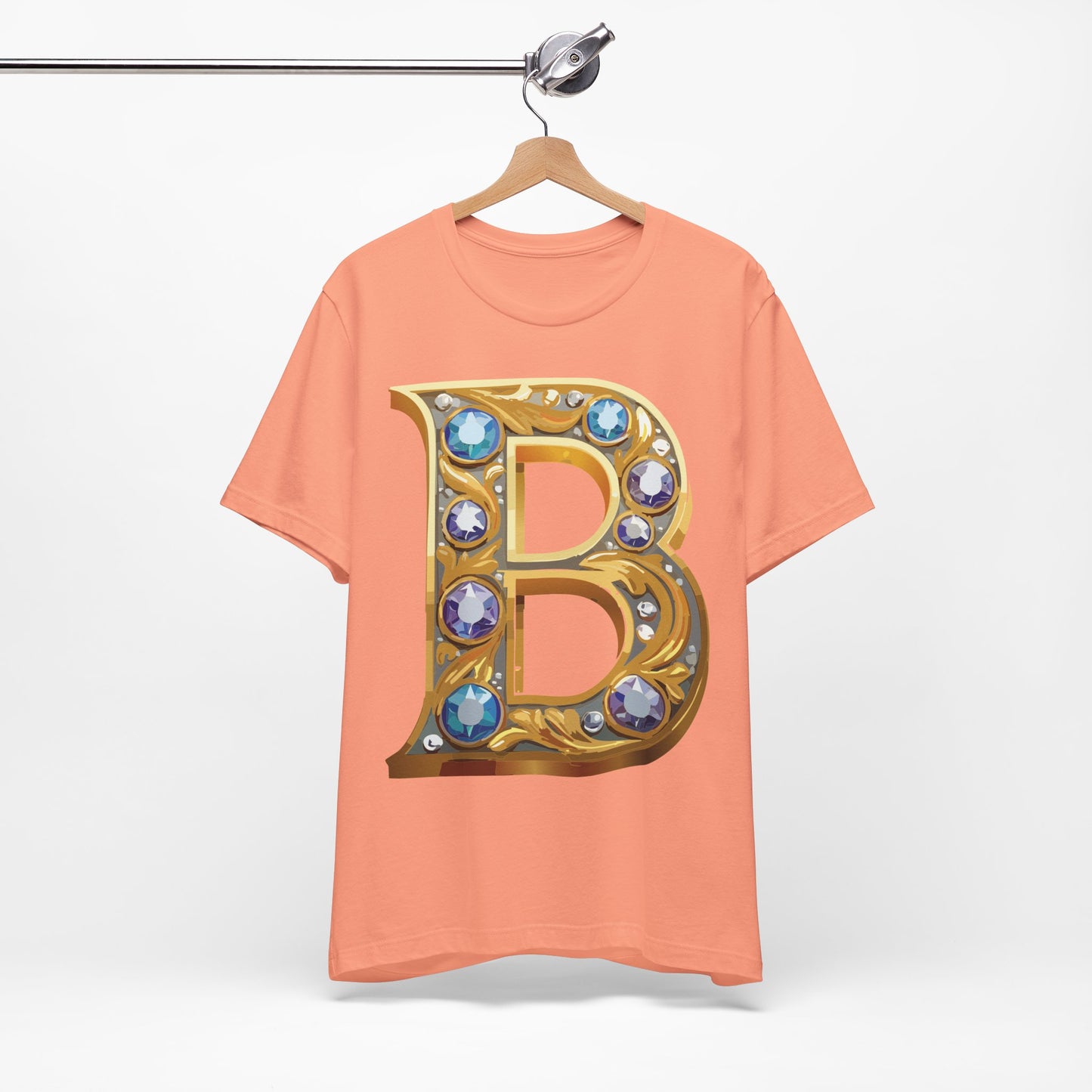 Letter Shirt, Shirt with Letters, Tee Shirt with Gold Letter, Shirt with Antique Letters