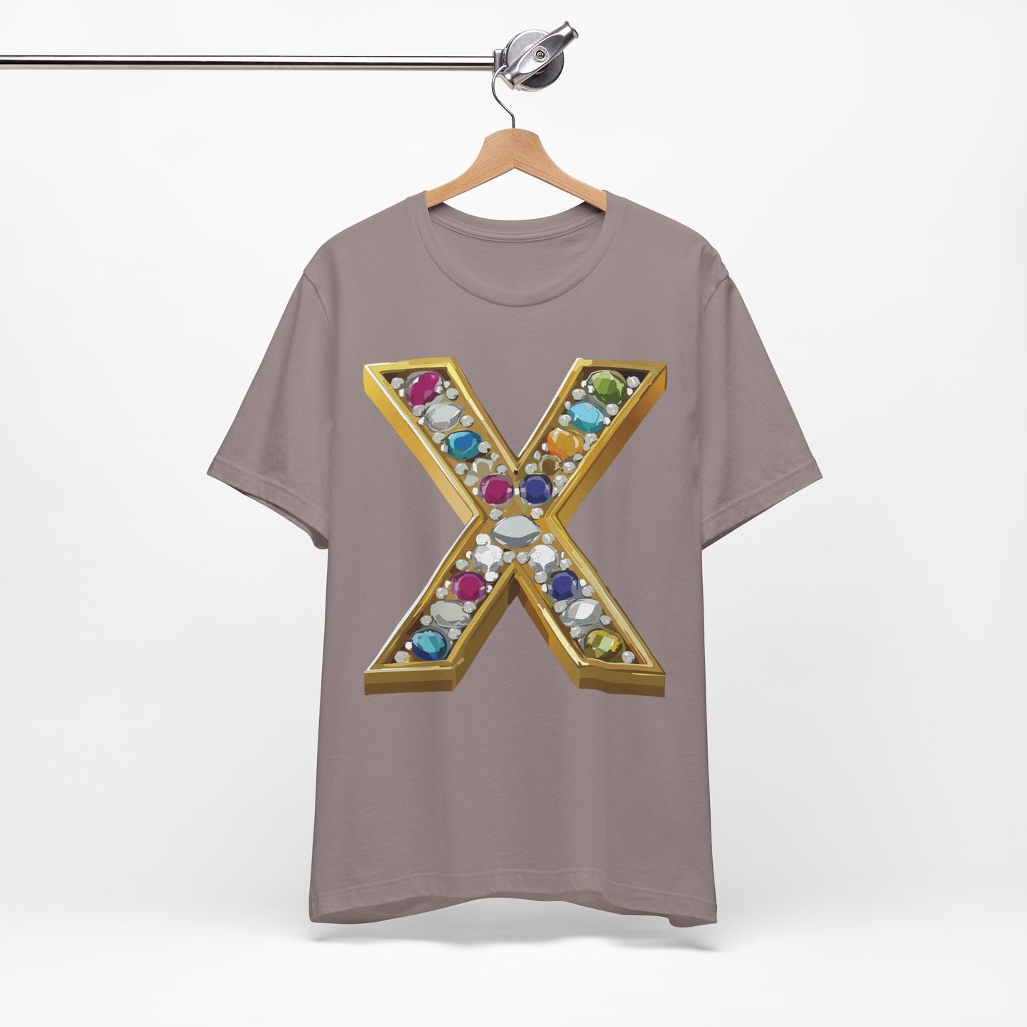 Letter Shirt, Shirt with Letters, Tee Shirt with Gold Letter, Shirt with Antique Letters