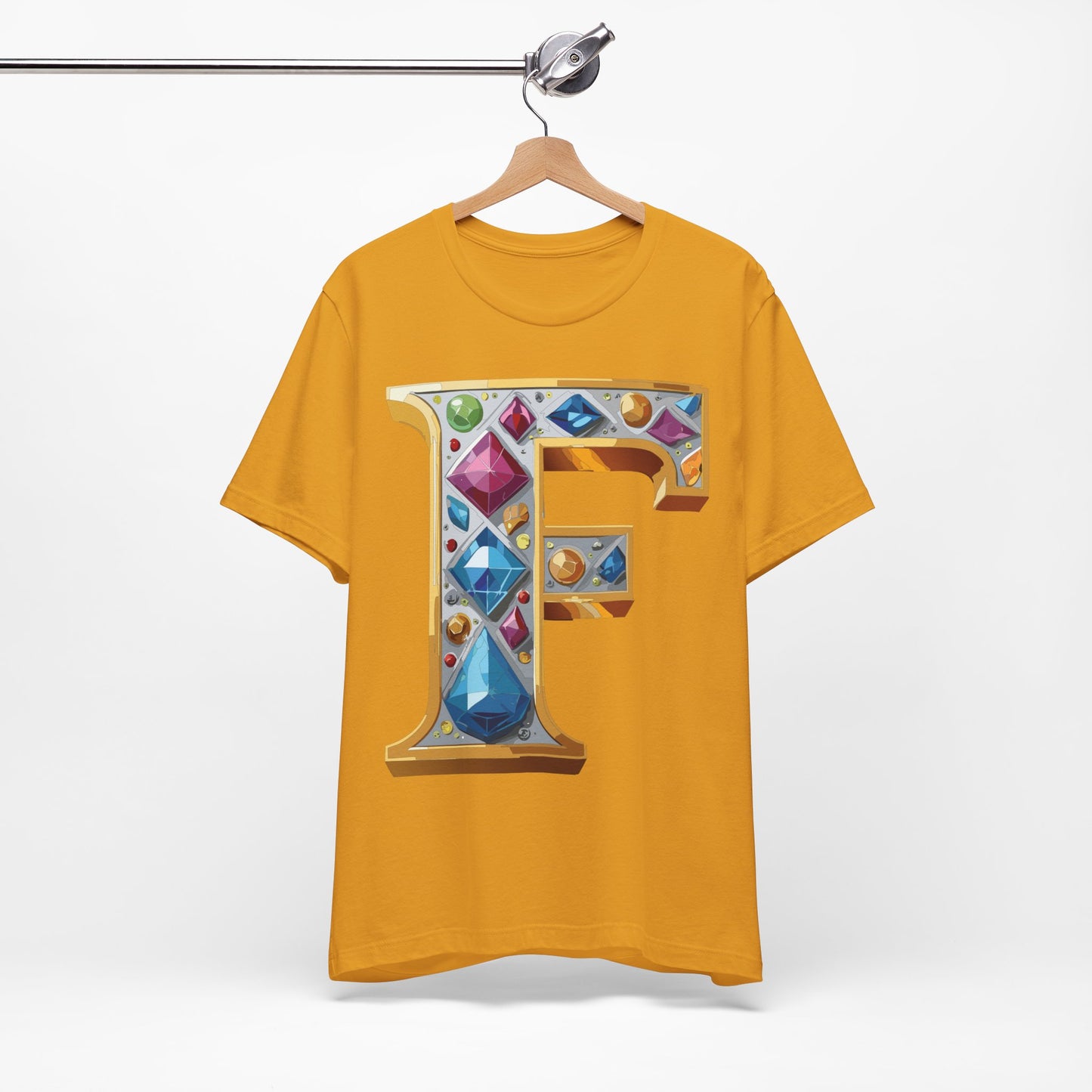 Letter Shirt, Shirt with Letters, Tee Shirt with Gold Letter, Shirt with Antique Letters