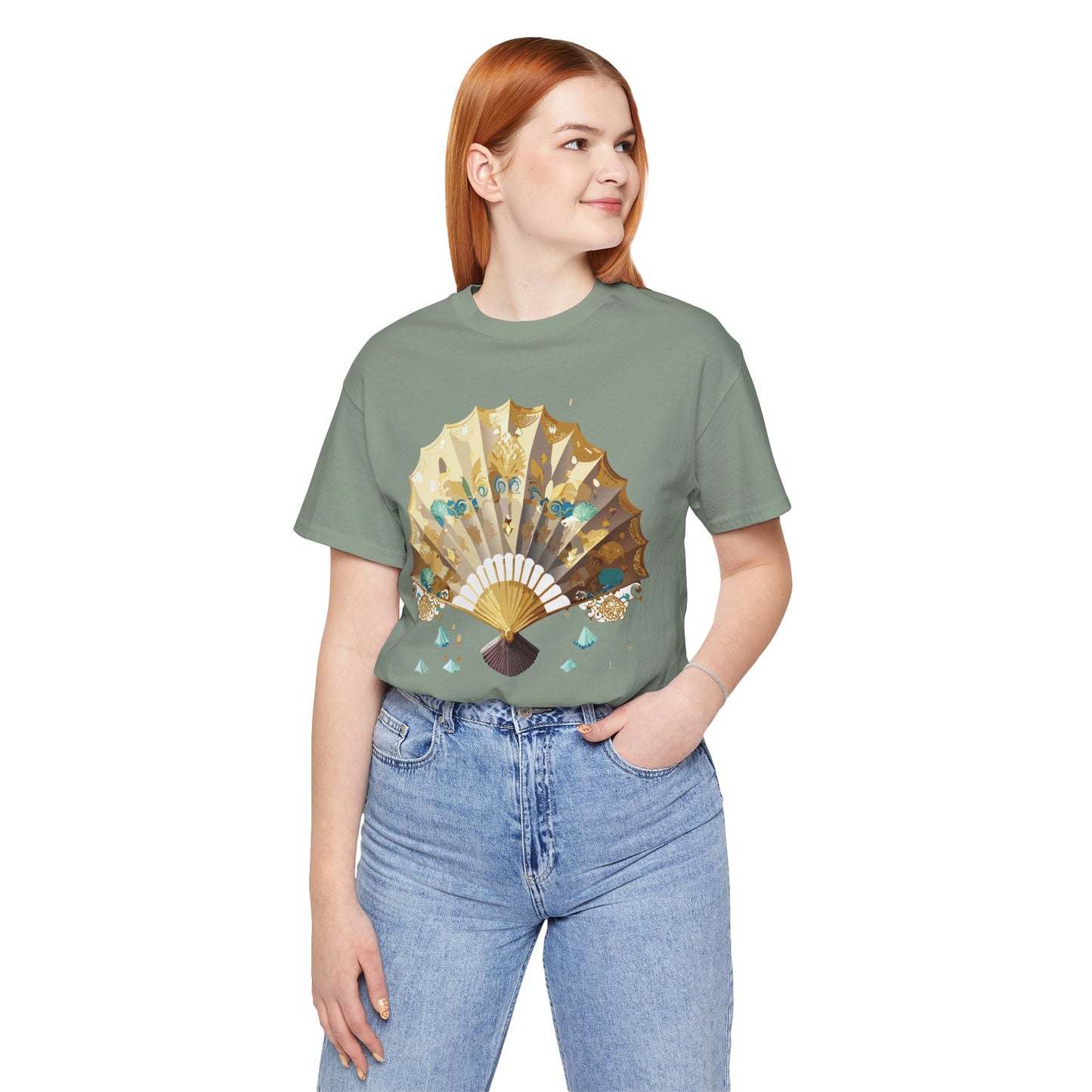 Fan shirt, Shirt with Fan, Tee Shirt with Gold Blower