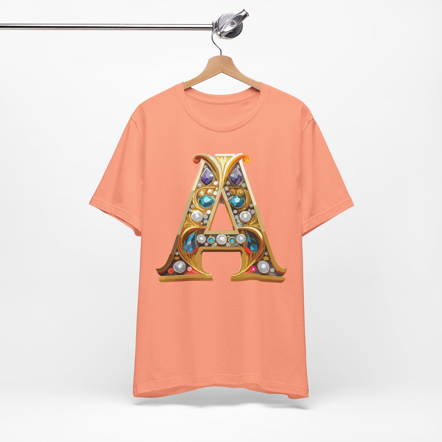 Letter Shirt, Shirt with Letters, Tee Shirt with Gold Letter, Shirt with Antique Letters