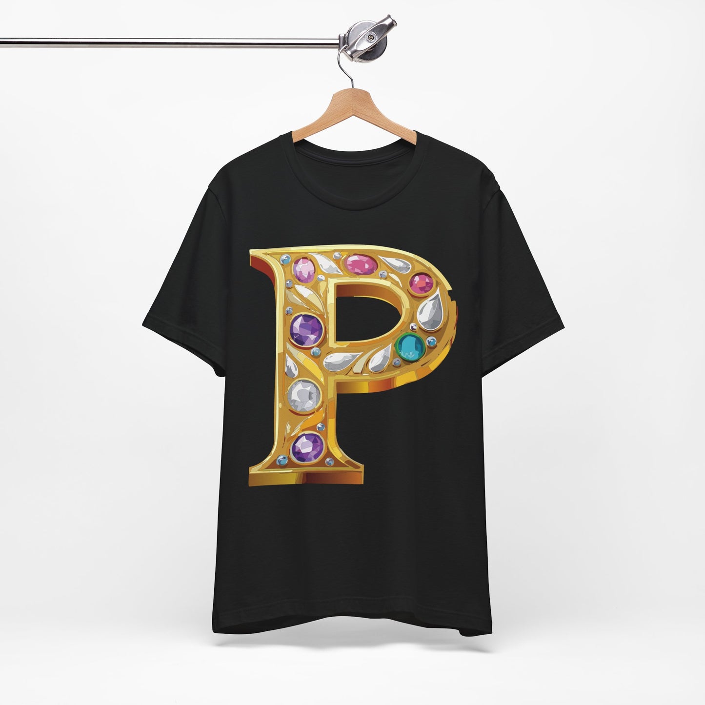 Letter Shirt, Shirt with Letters, Tee Shirt with Gold Letter, Shirt with Antique Letters