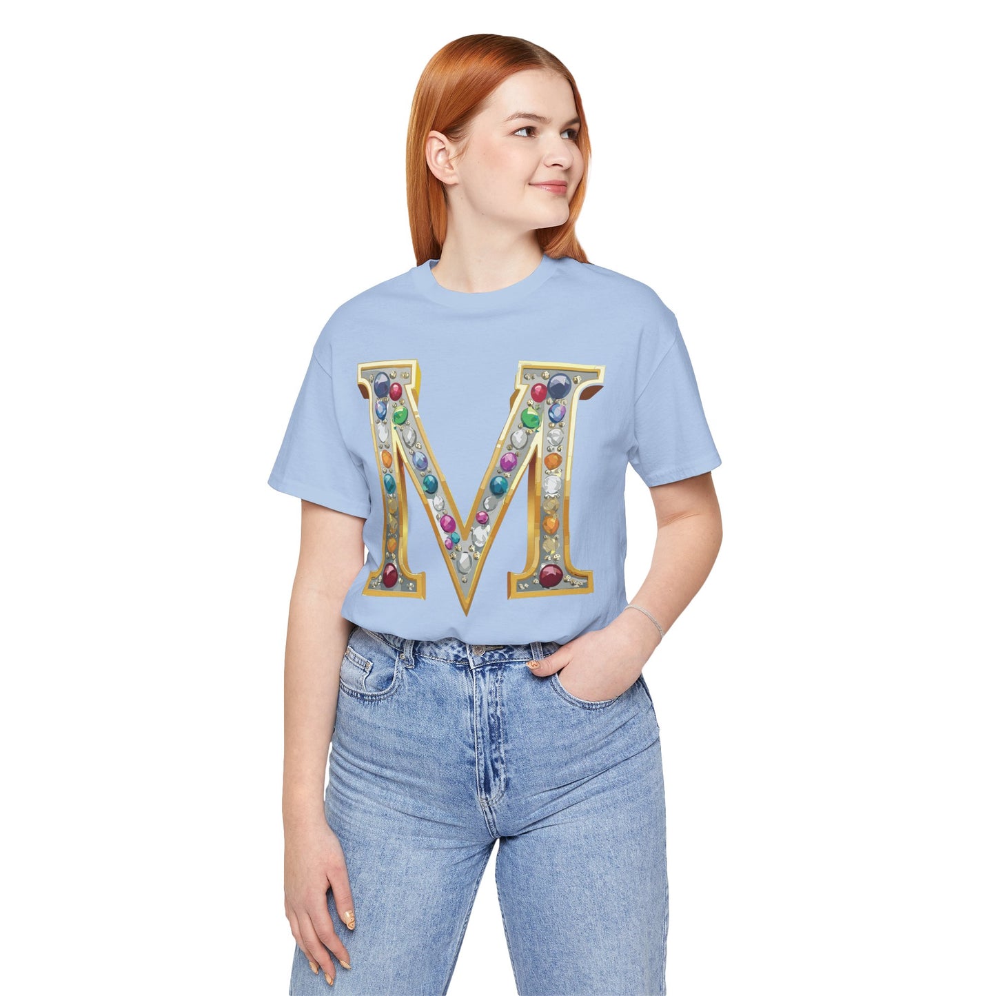 Letter Shirt, Shirt with Letters, Tee Shirt with Gold Letter, Shirt with Antique Letters