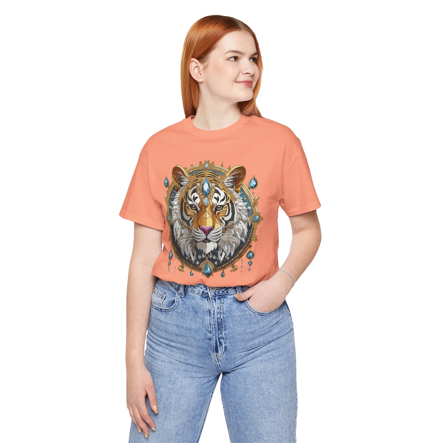 Animal Shirt, Shirt with Animal, Tee Shirt with Gold Animal Medal, Shirt with Antique Animal Medallion