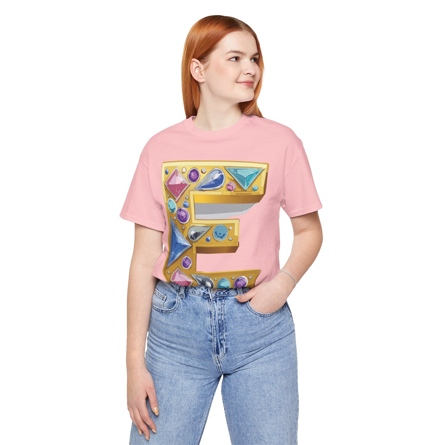 Letter Shirt, Shirt with Letters, Tee Shirt with Gold Letter, Shirt with Antique Letters