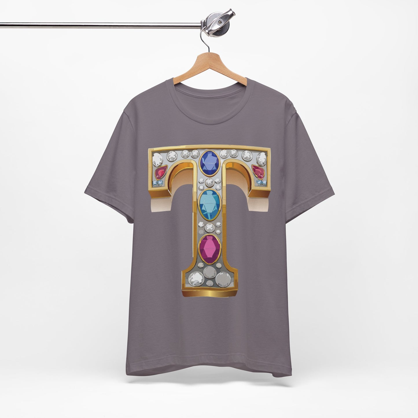 Letter Shirt, Shirt with Letters, Tee Shirt with Gold Letter, Shirt with Antique Letters