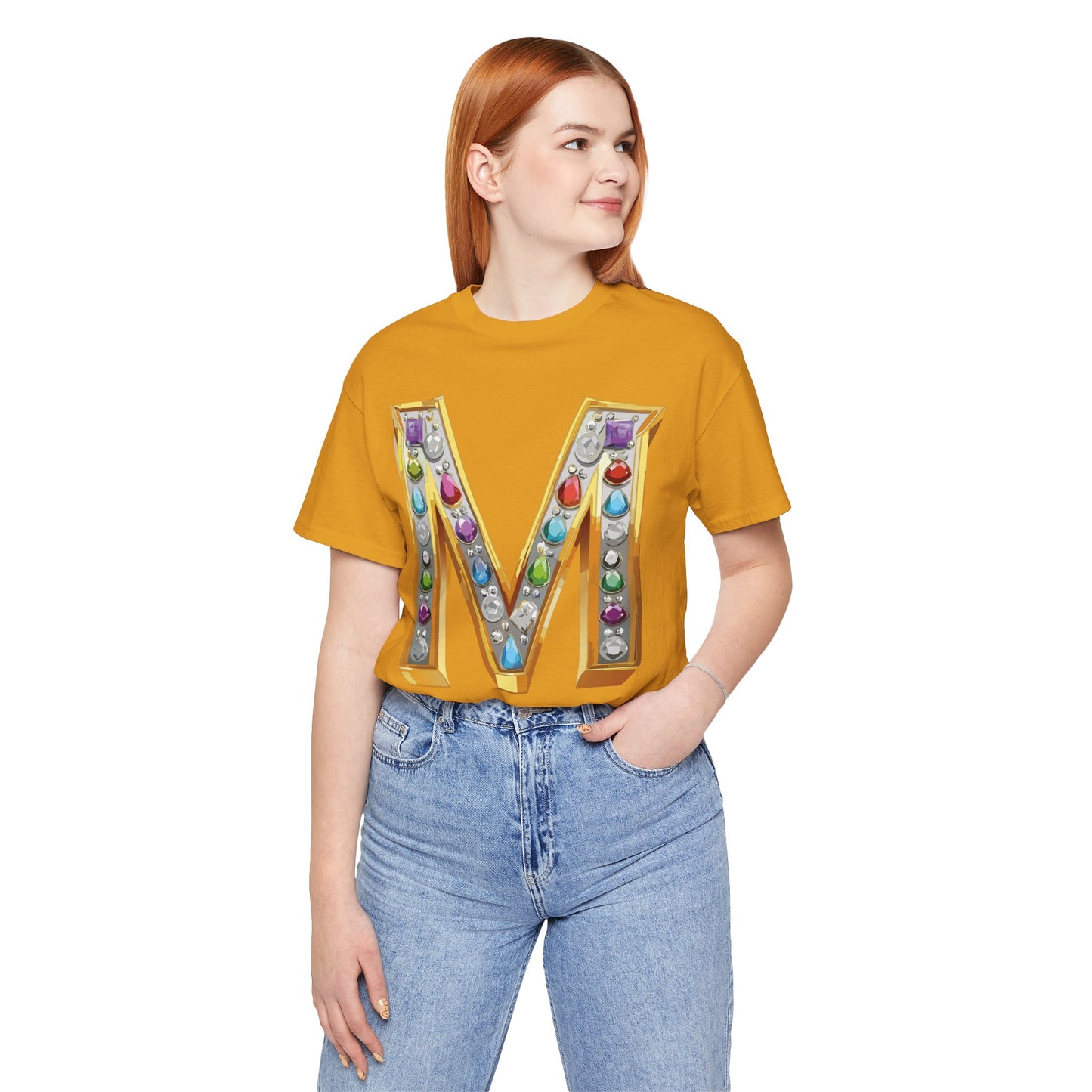 Letter Shirt, Shirt with Letters, Tee Shirt with Gold Letter, Shirt with Antique Letters