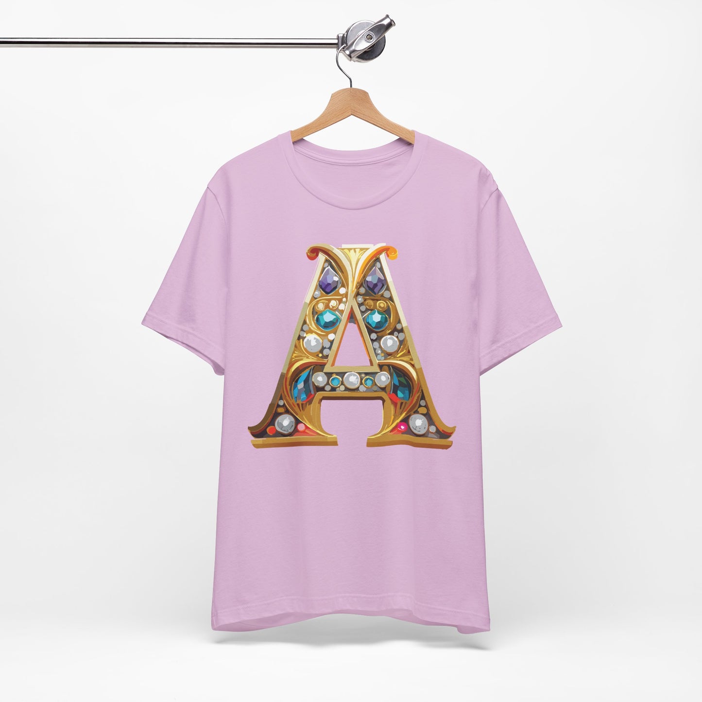 Letter Shirt, Shirt with Letters, Tee Shirt with Gold Letter, Shirt with Antique Letters