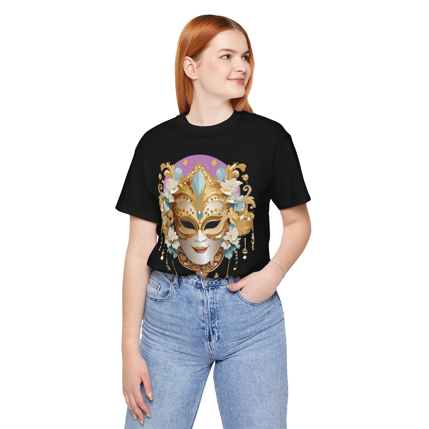 Mask Shirt, Shirt with Mask, Tee Shirt with Gold Face