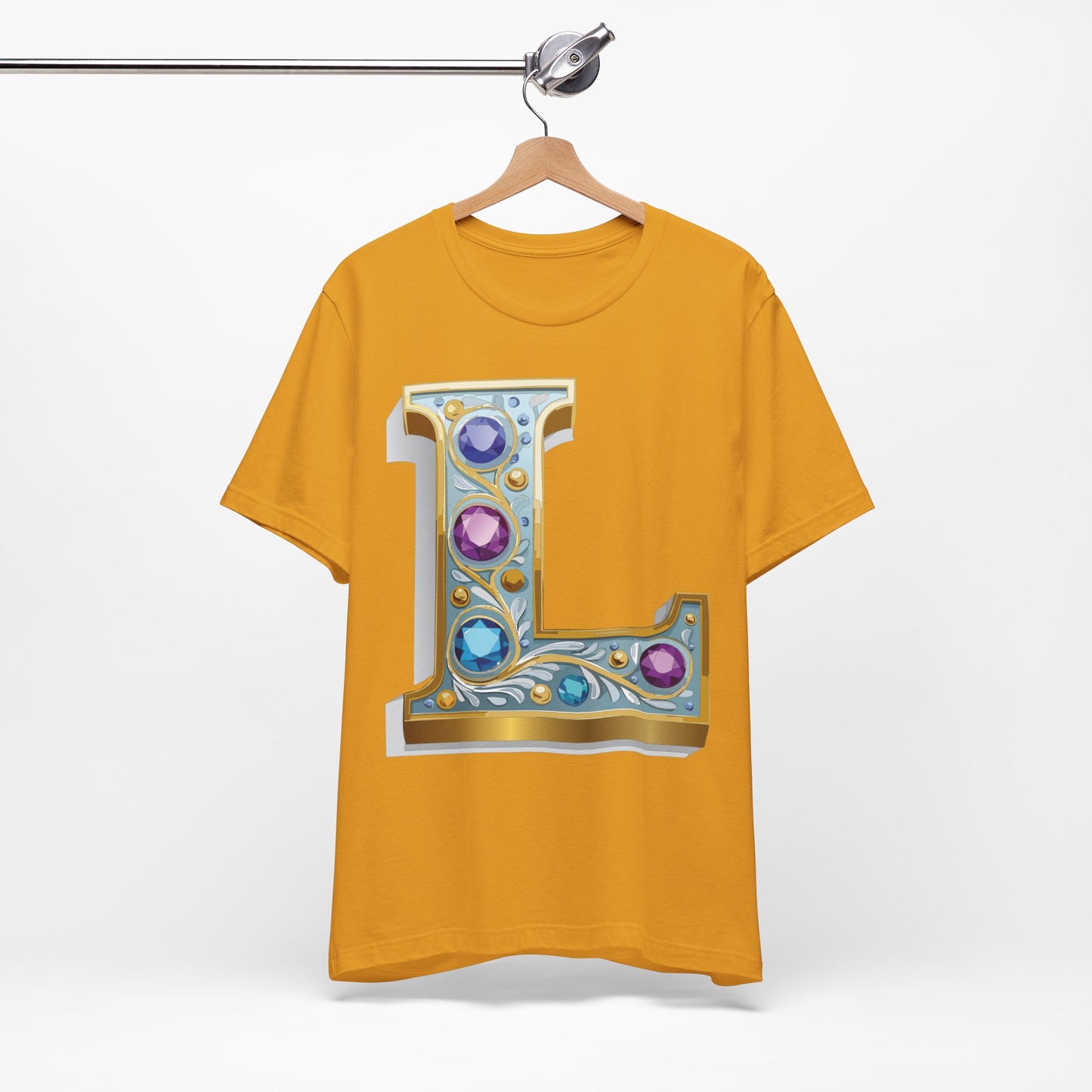 Letter Shirt, Shirt with Letters, Tee Shirt with Gold Letter, Shirt with Antique Letters