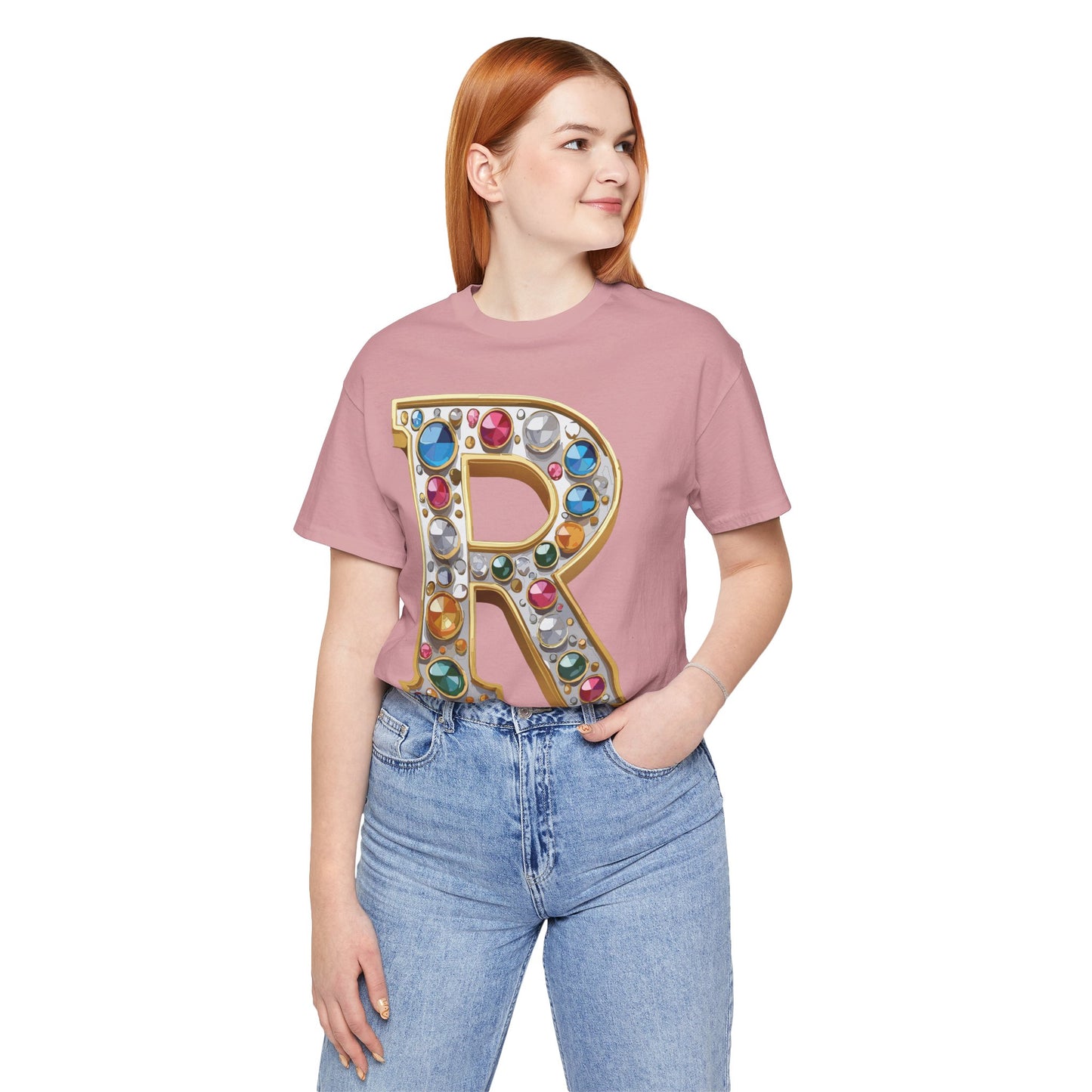Letter Shirt, Shirt with Letters, Tee Shirt with Gold Letter, Shirt with Antique Letters