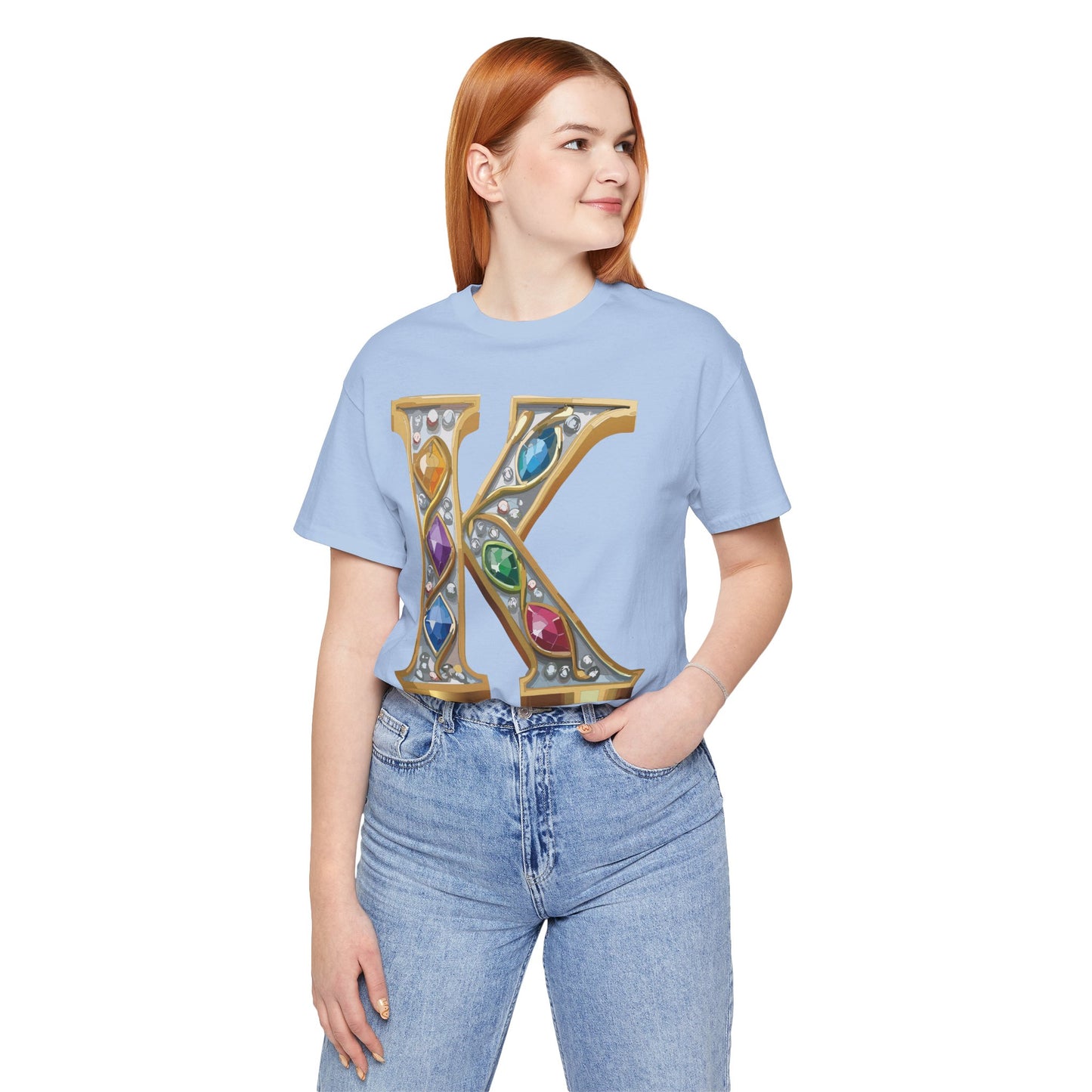 Letter Shirt, Shirt with Letters, Tee Shirt with Gold Letter, Shirt with Antique Letters