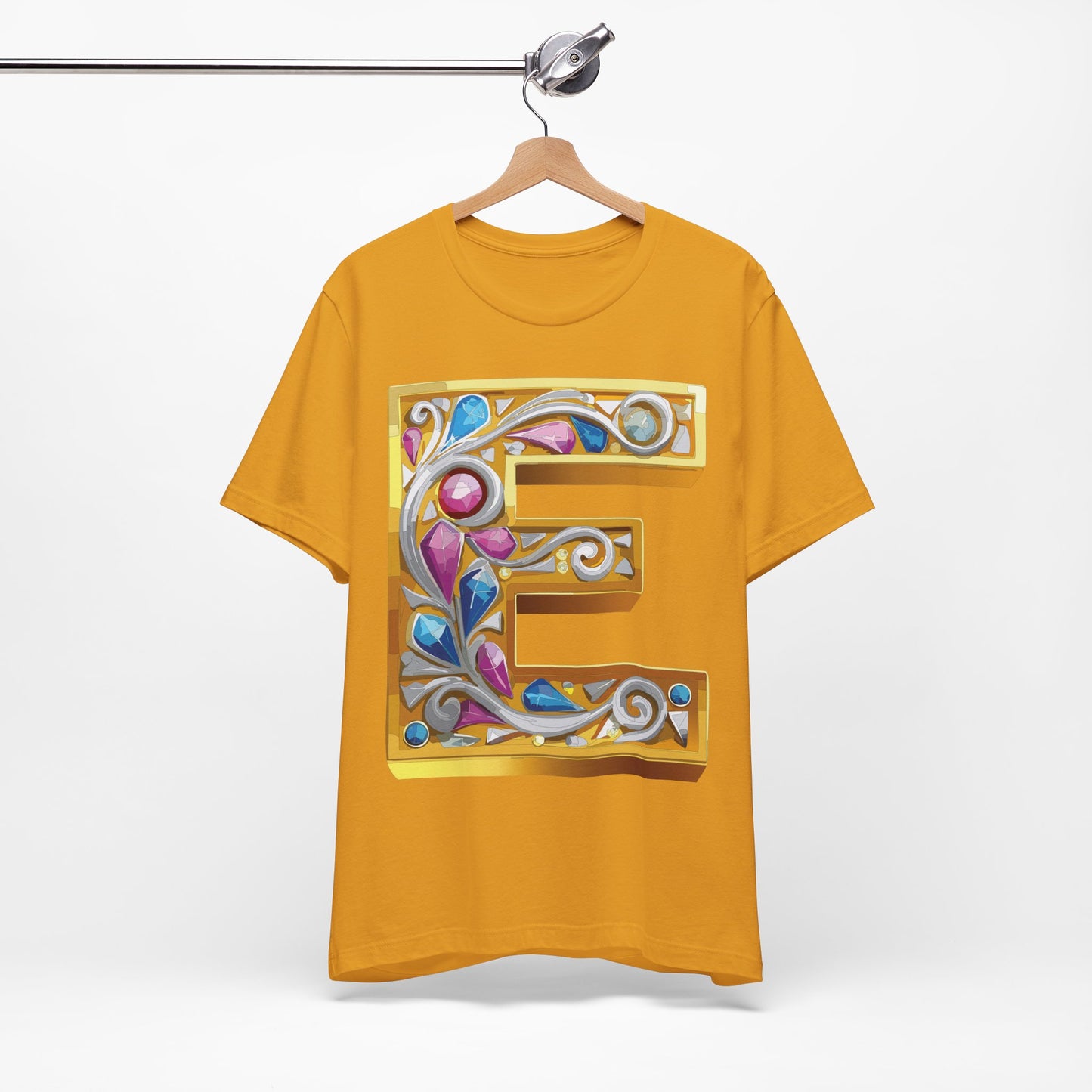 Letter Shirt, Shirt with Letters, Tee Shirt with Gold Letter, Shirt with Antique Letters