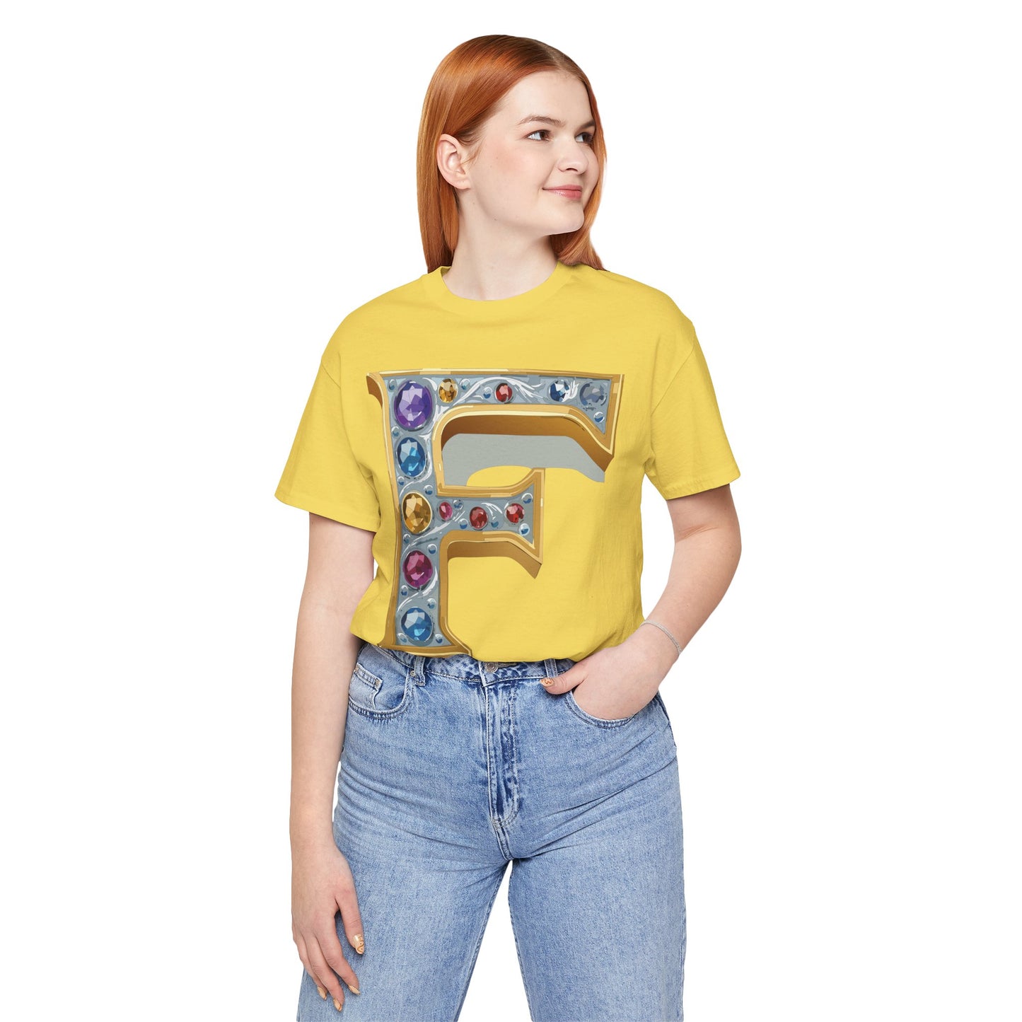 Letter Shirt, Shirt with Letters, Tee Shirt with Gold Letter, Shirt with Antique Letters