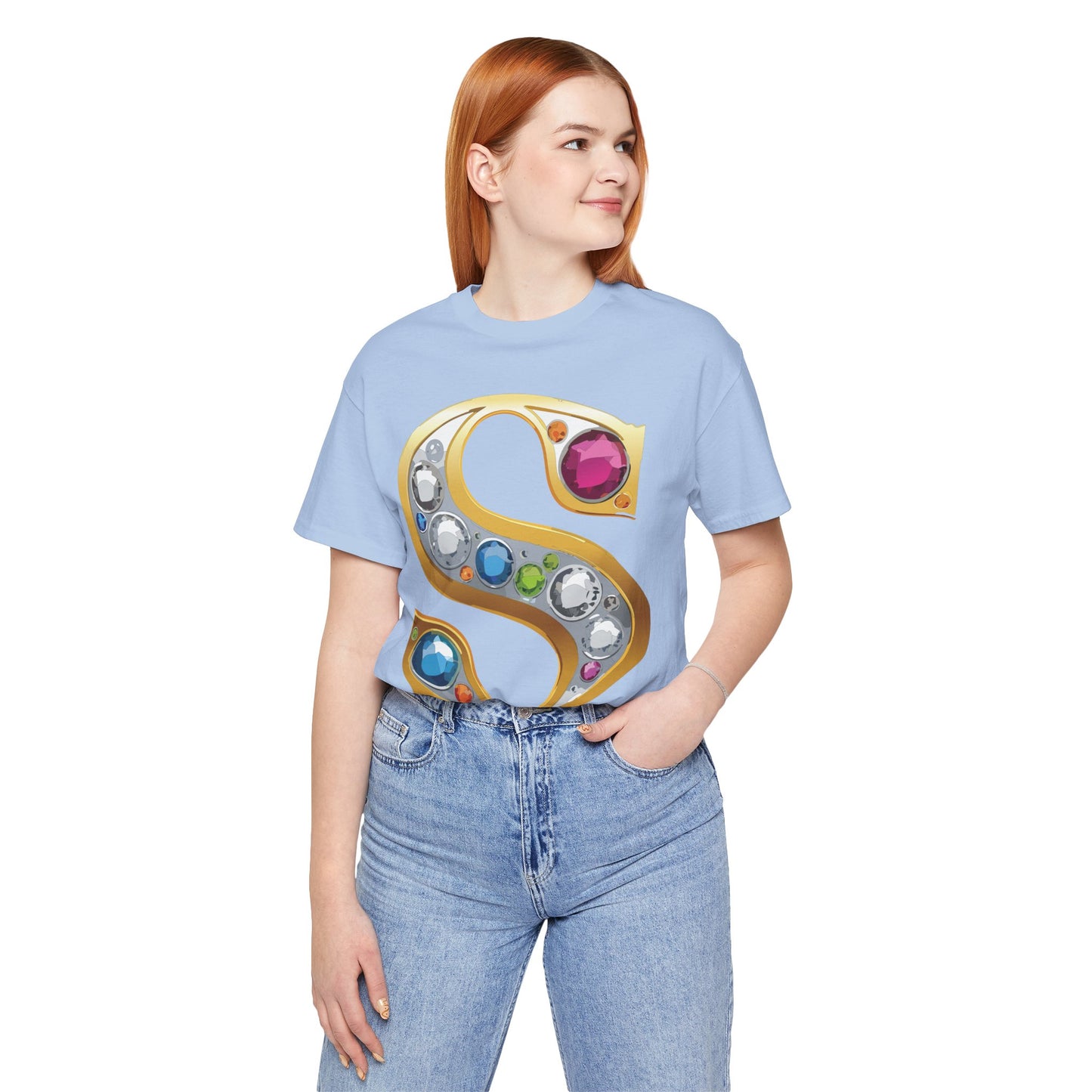 Letter Shirt, Shirt with Letters, Tee Shirt with Gold Letter, Shirt with Antique Letters