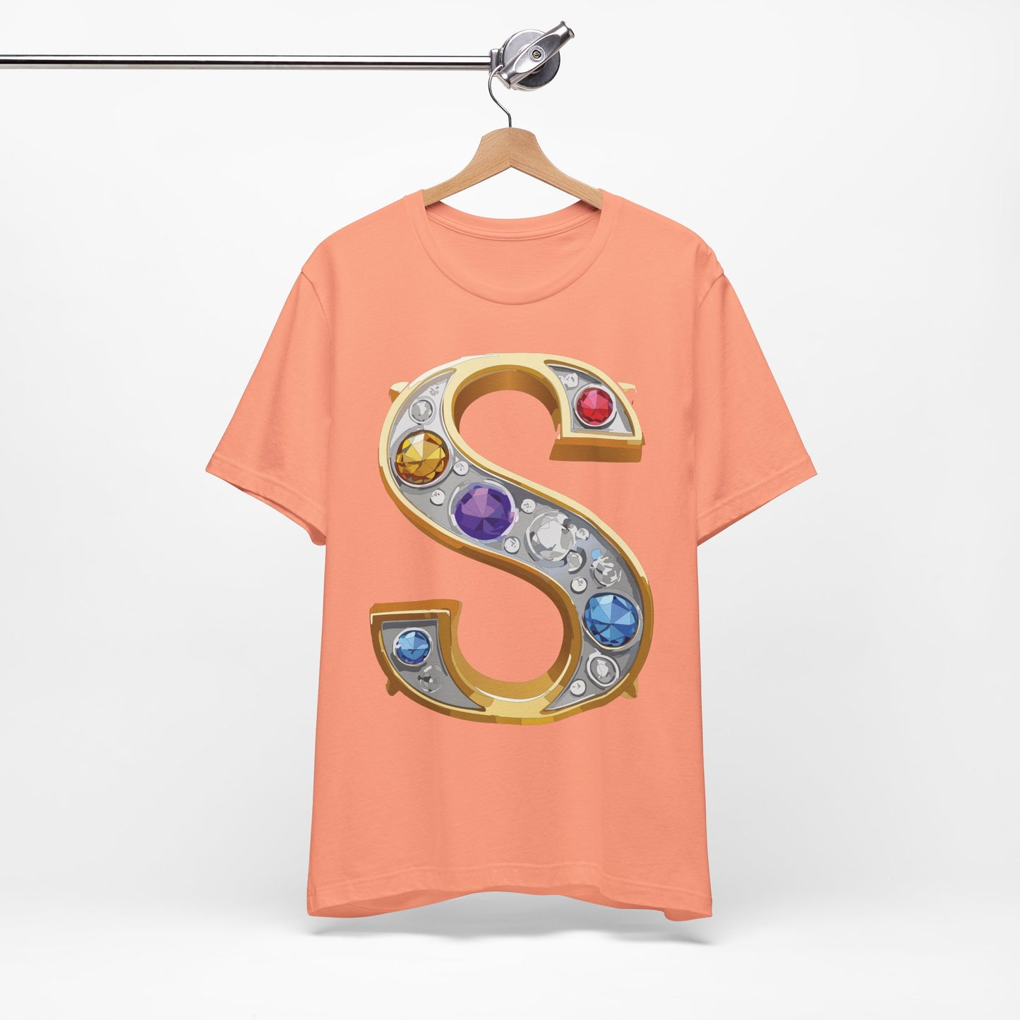Letter Shirt, Shirt with Letters, Tee Shirt with Gold Letter, Shirt with Antique Letters