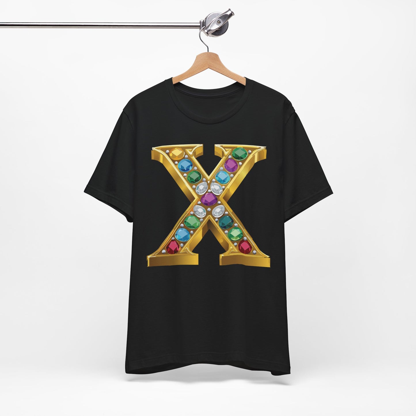 Letter Shirt, Shirt with Letters, Tee Shirt with Gold Letter, Shirt with Antique Letters