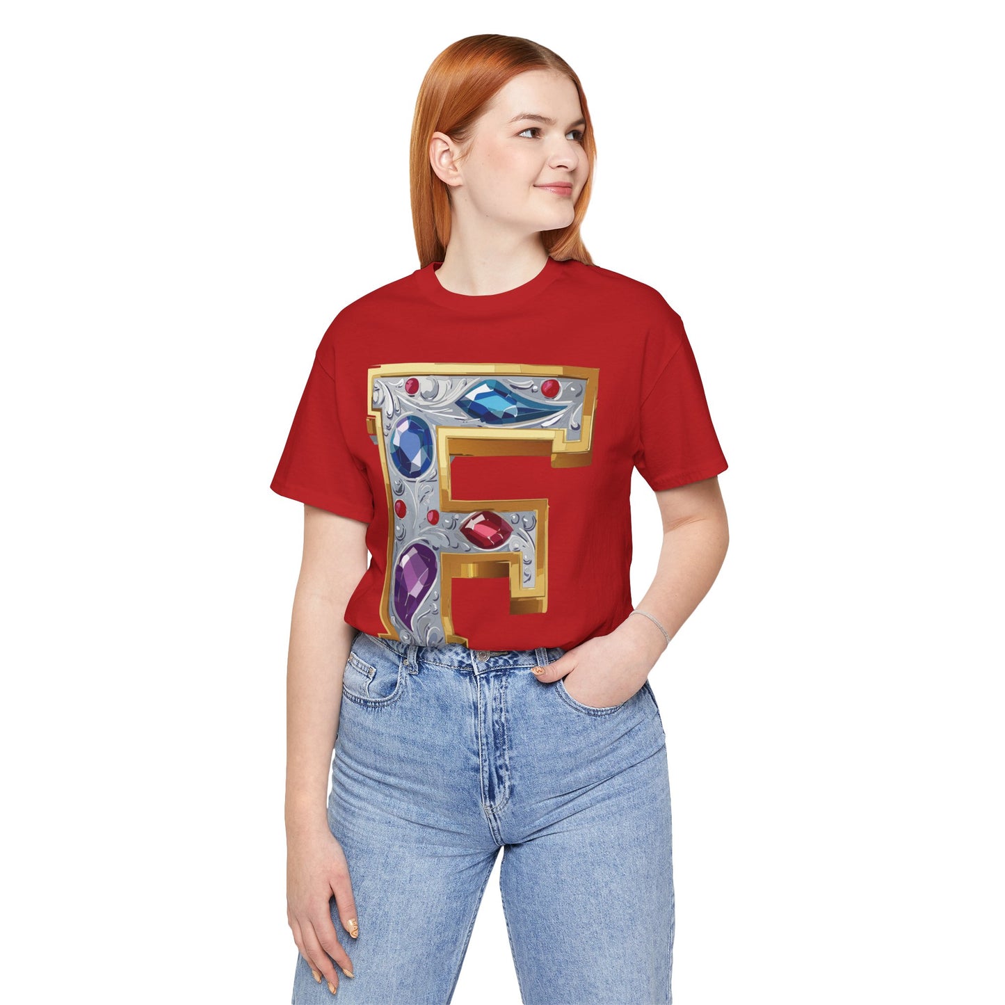 Letter Shirt, Shirt with Letters, Tee Shirt with Gold Letter, Shirt with Antique Letters