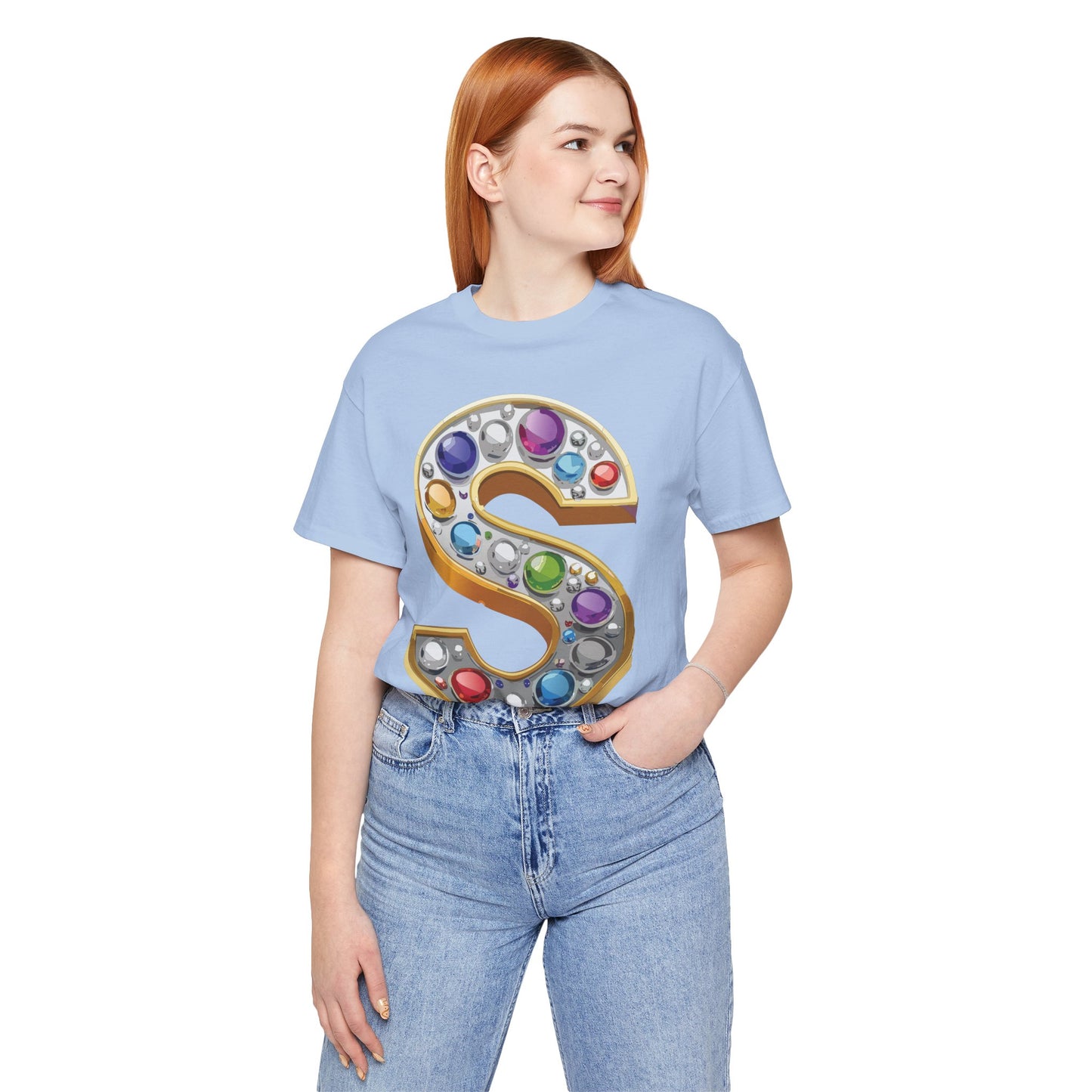 Letter Shirt, Shirt with Letters, Tee Shirt with Gold Letter, Shirt with Antique Letters