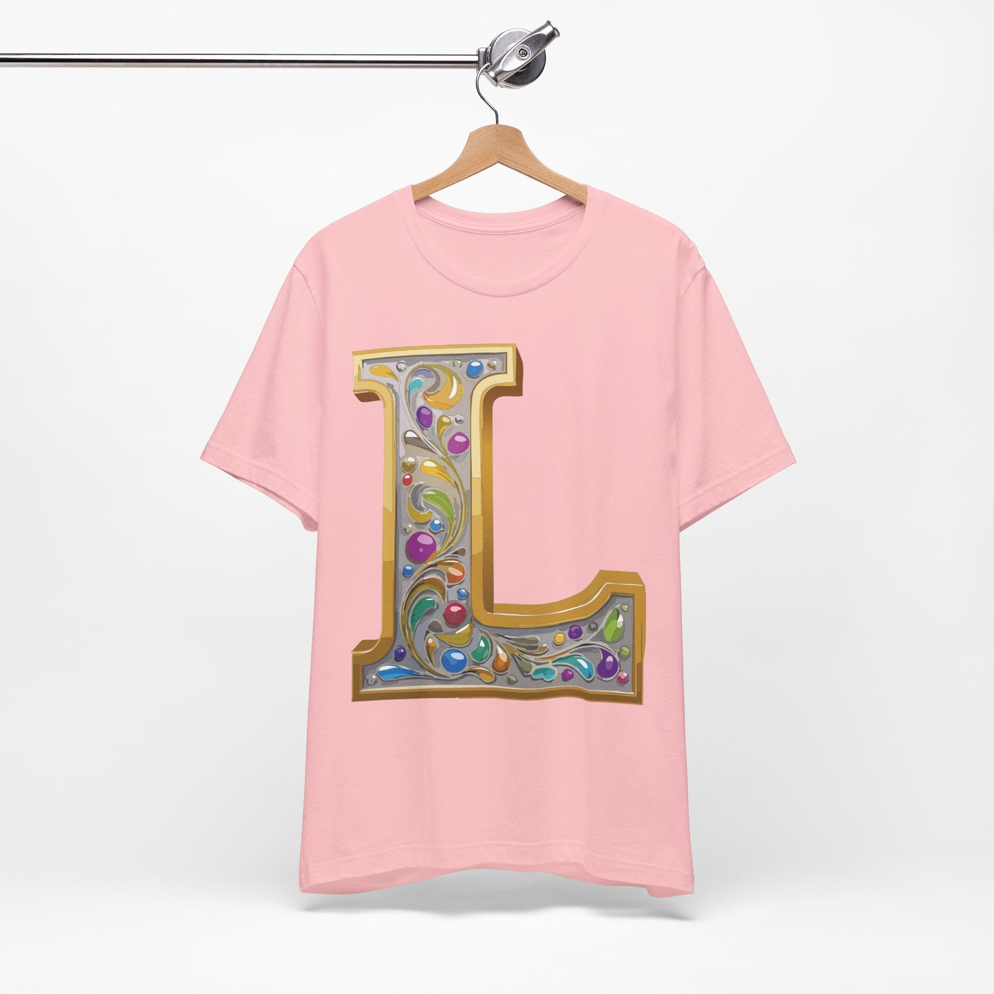Letter Shirt, Shirt with Letters, Tee Shirt with Gold Letter, Shirt with Antique Letters