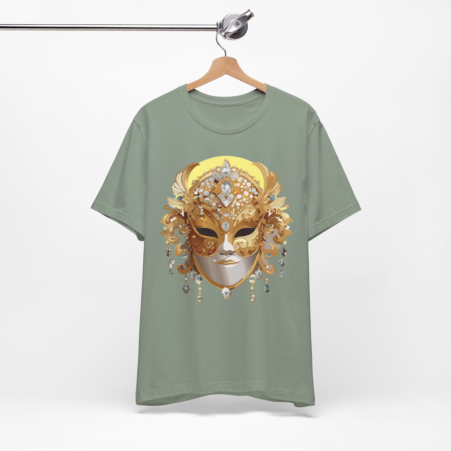 Mask Shirt, Shirt with Mask, Tee Shirt with Gold Face