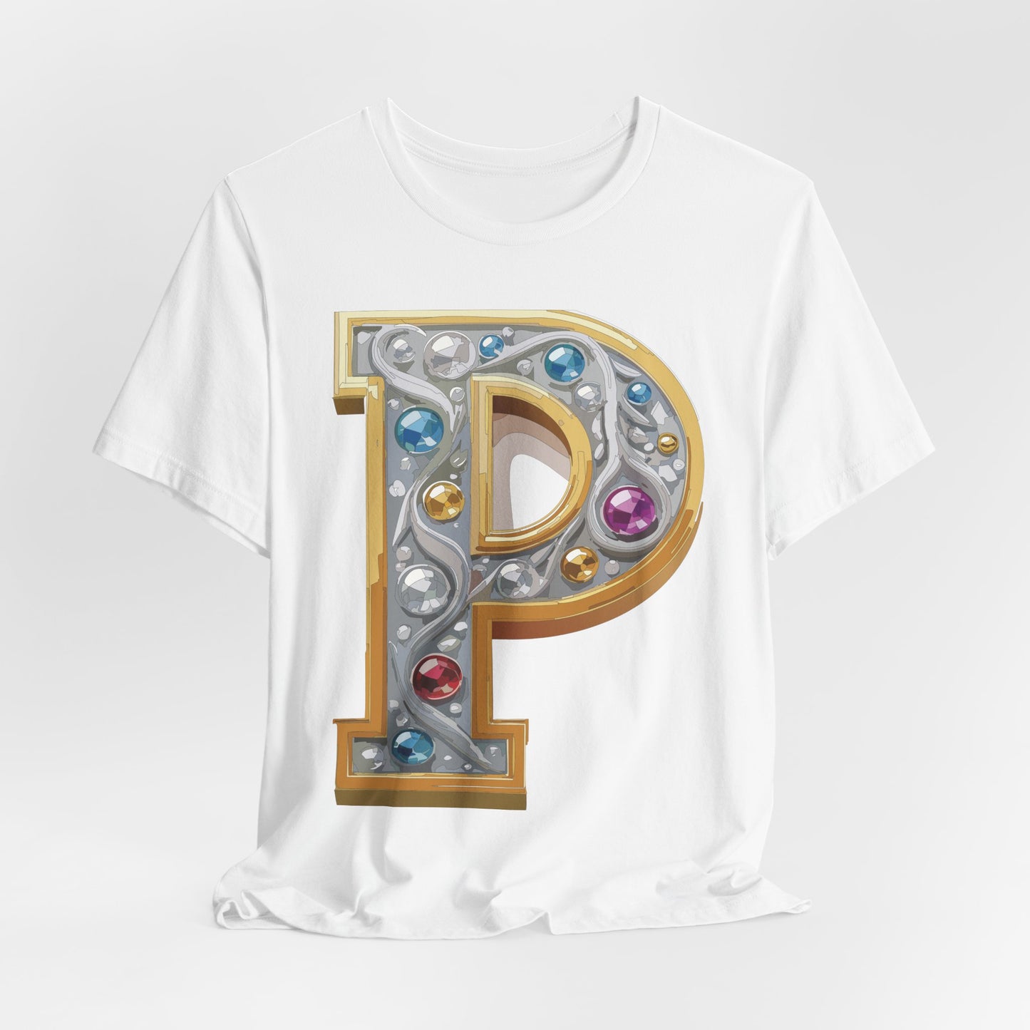 Letter Shirt, Shirt with Letters, Tee Shirt with Gold Letter, Shirt with Antique Letters