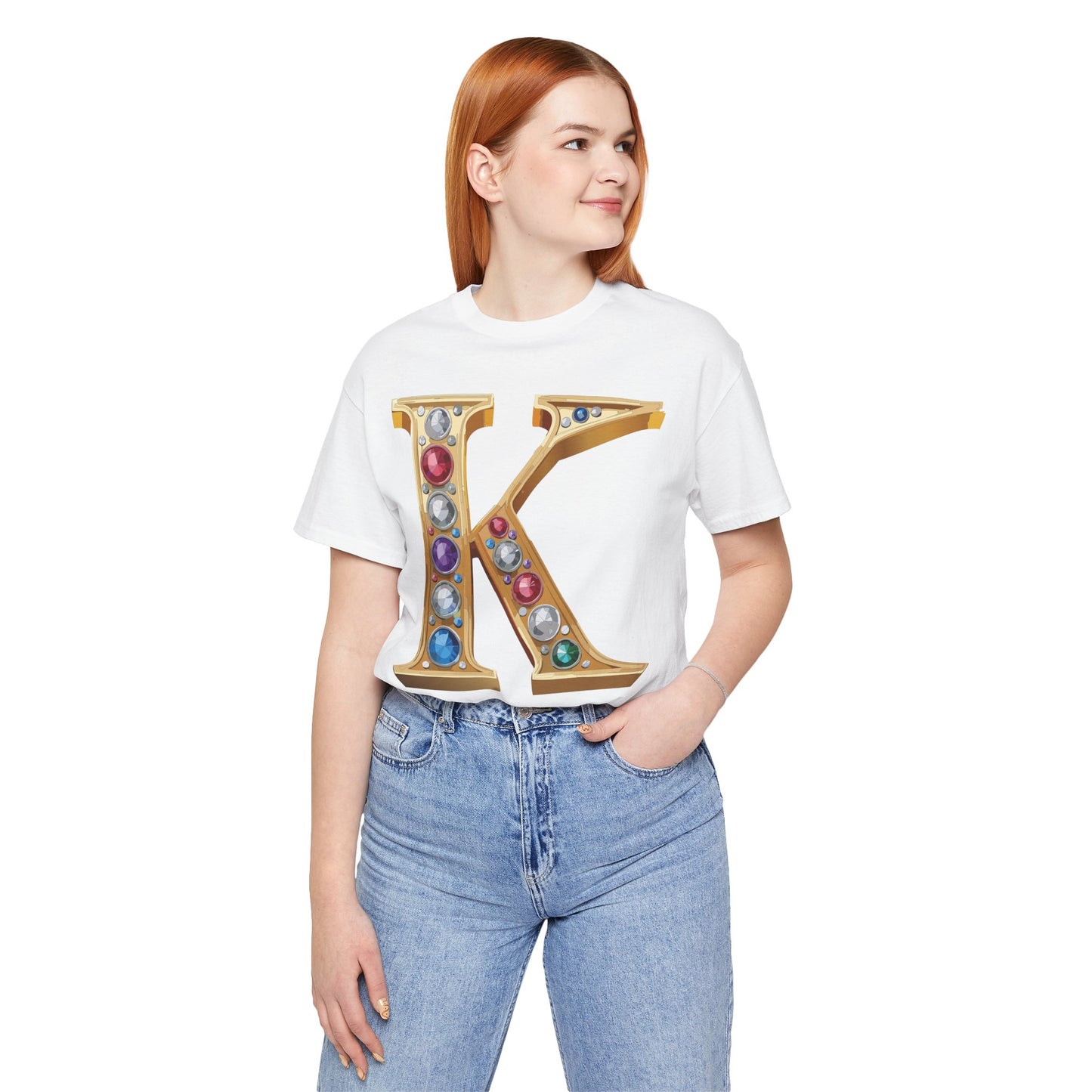 Letter Shirt, Shirt with Letters, Tee Shirt with Gold Letter, Shirt with Antique Letters