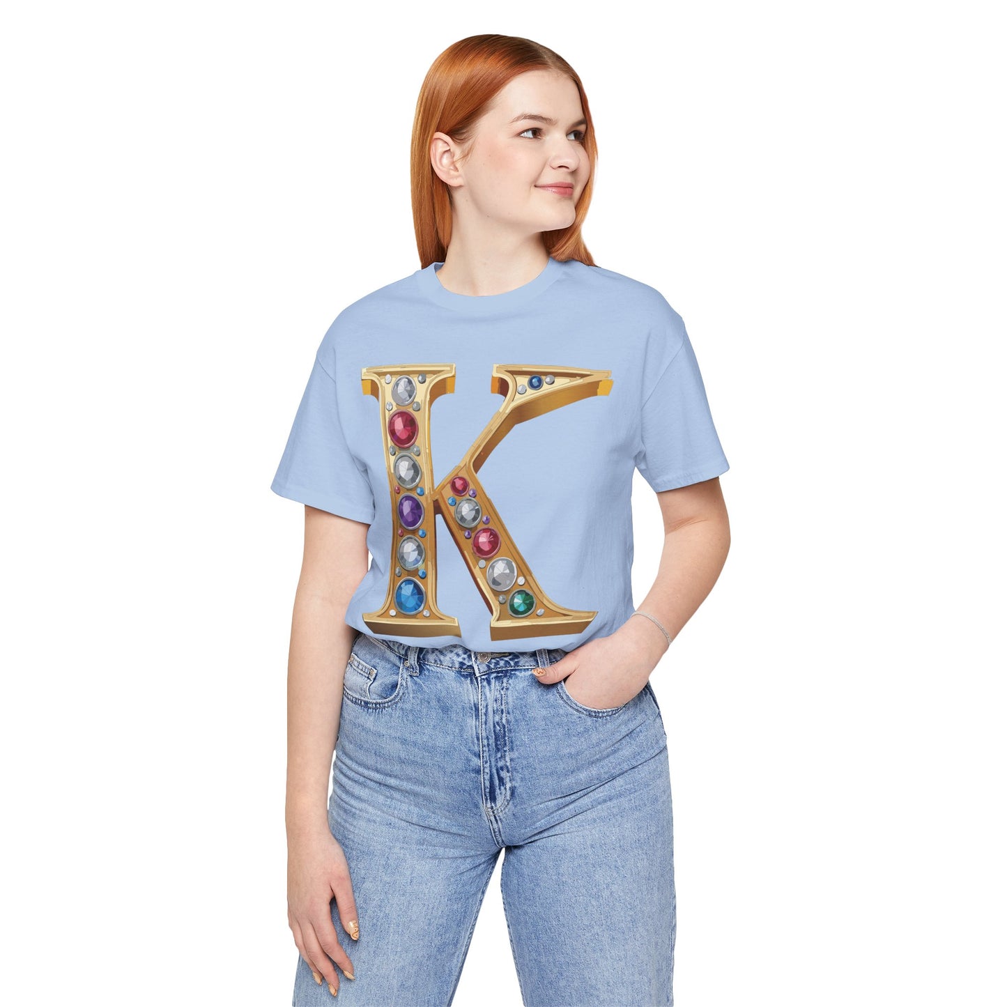 Letter Shirt, Shirt with Letters, Tee Shirt with Gold Letter, Shirt with Antique Letters