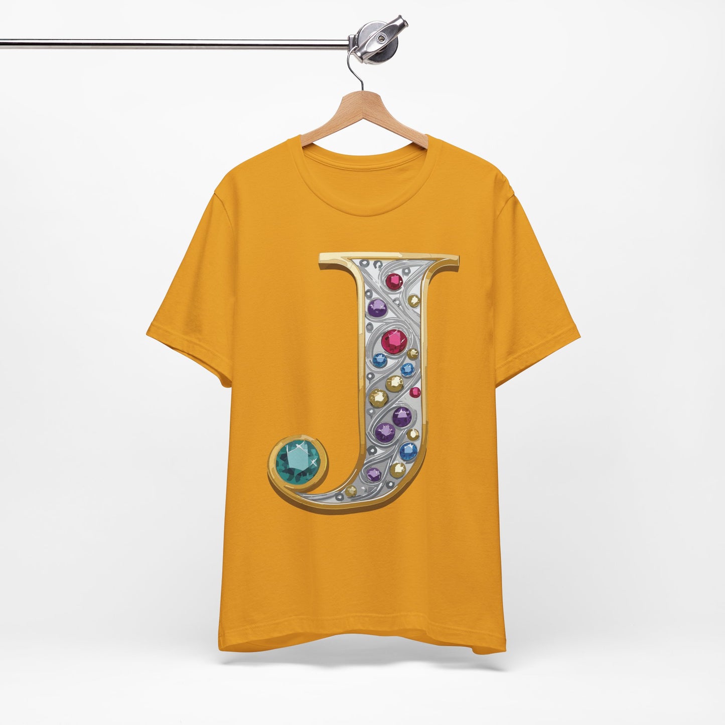 Letter Shirt, Shirt with Letters, Tee Shirt with Gold Letter, Shirt with Antique Letters