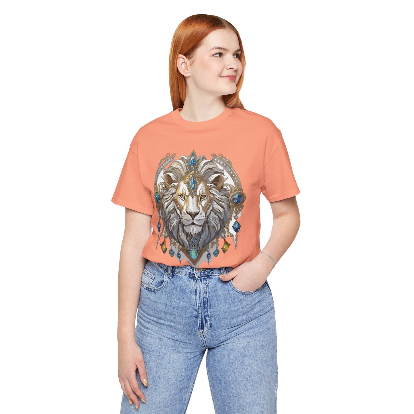 Animal Shirt, Shirt with Animal, Tee Shirt with Gold Animal Medal, Shirt with Antique Animal Medallion