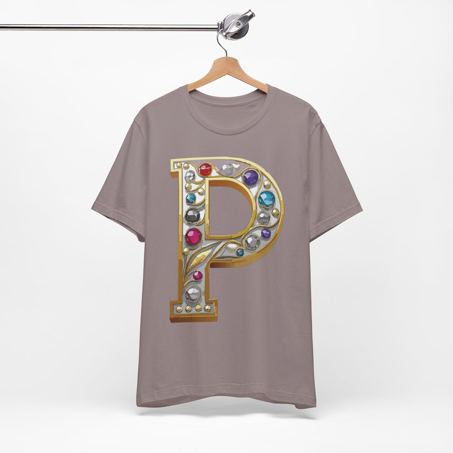 Letter Shirt, Shirt with Letters, Tee Shirt with Gold Letter, Shirt with Antique Letters