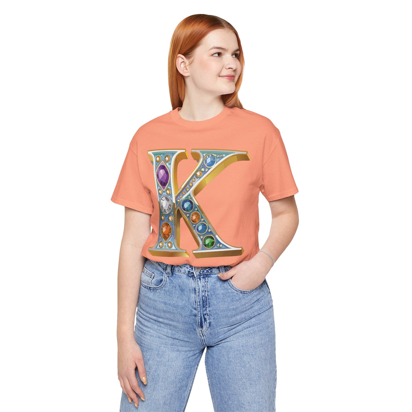 Letter Shirt, Shirt with Letters, Tee Shirt with Gold Letter, Shirt with Antique Letters