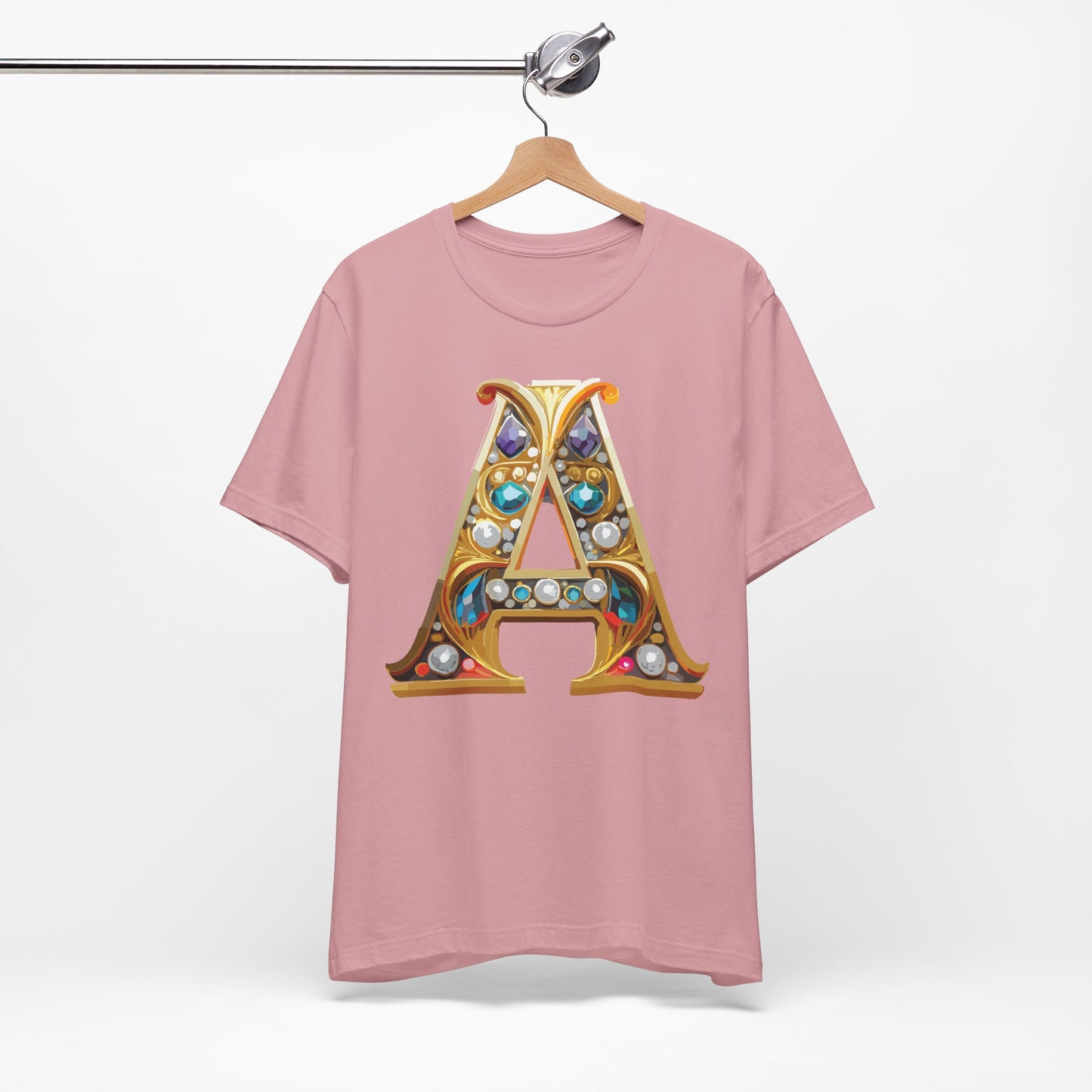 Letter Shirt, Shirt with Letters, Tee Shirt with Gold Letter, Shirt with Antique Letters