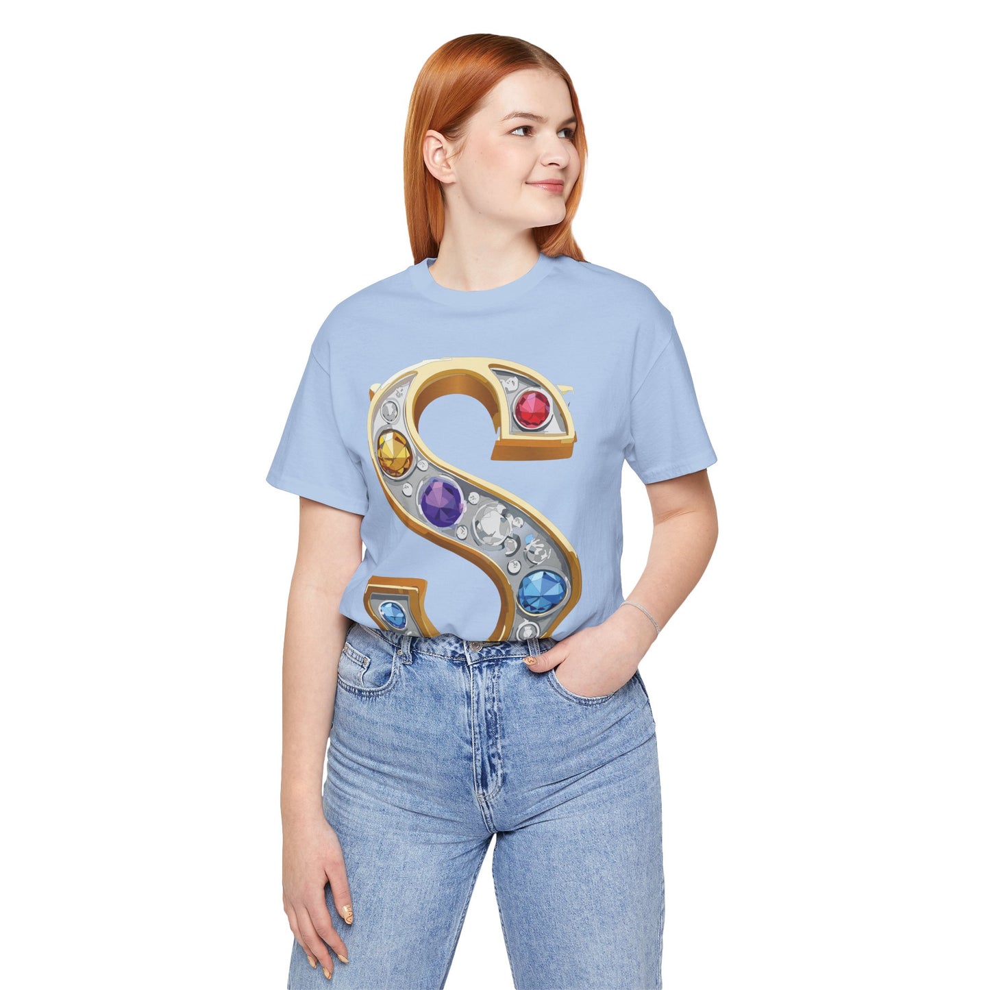 Letter Shirt, Shirt with Letters, Tee Shirt with Gold Letter, Shirt with Antique Letters