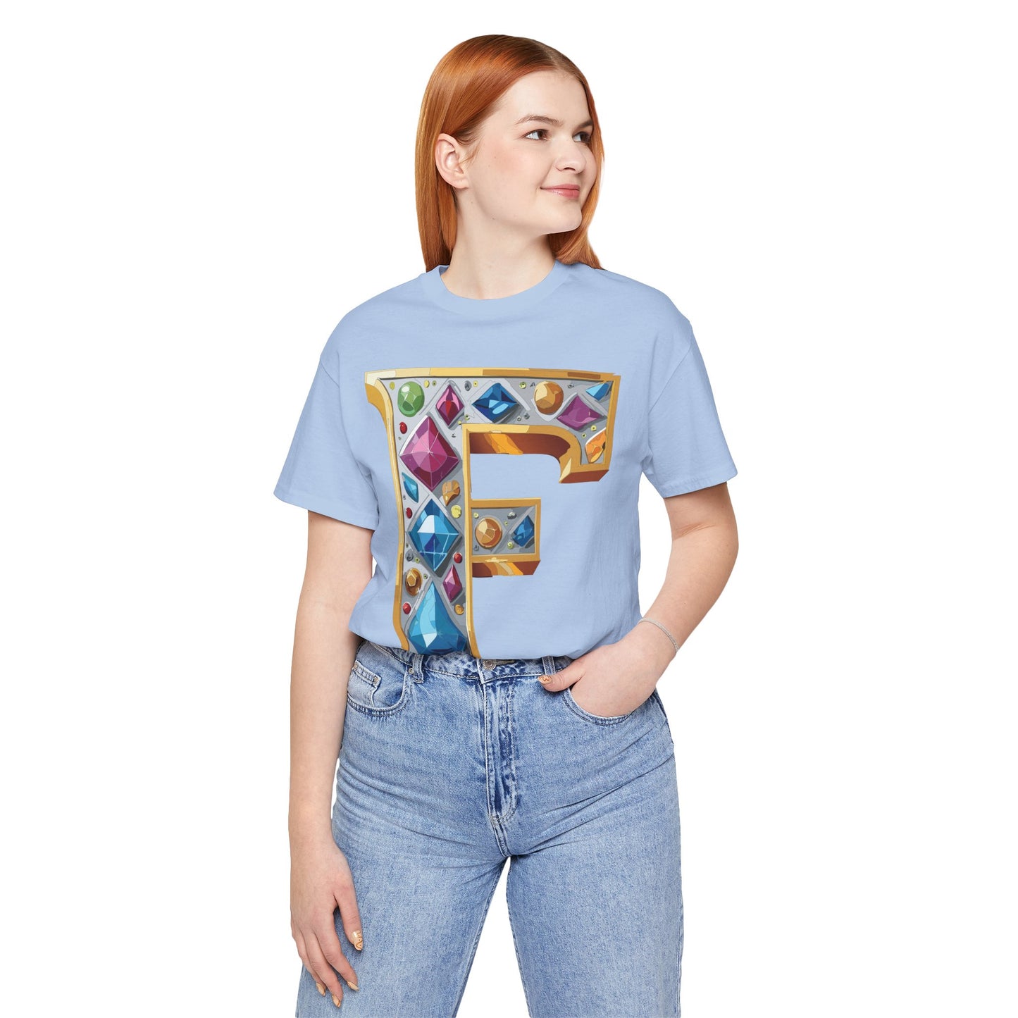 Letter Shirt, Shirt with Letters, Tee Shirt with Gold Letter, Shirt with Antique Letters