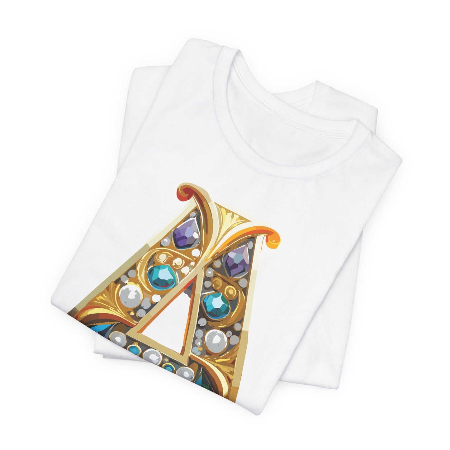 Letter Shirt, Shirt with Letters, Tee Shirt with Gold Letter, Shirt with Antique Letters