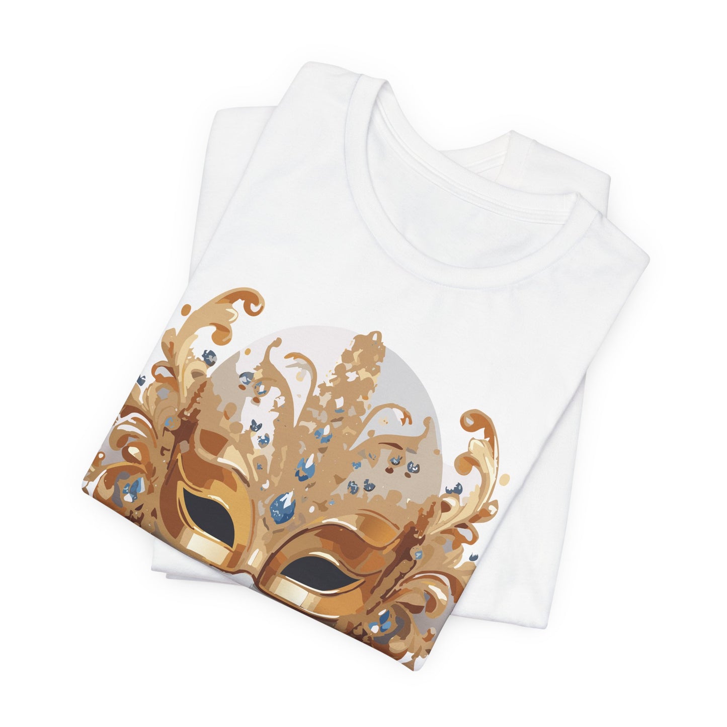 Mask Shirt, Shirt with Mask, Tee Shirt with Gold Face