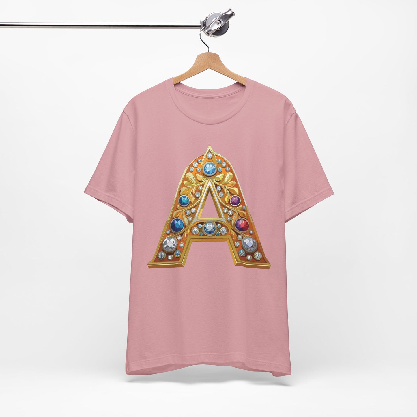 Letter Shirt, Shirt with Letters, Tee Shirt with Gold Letter, Shirt with Antique Letters
