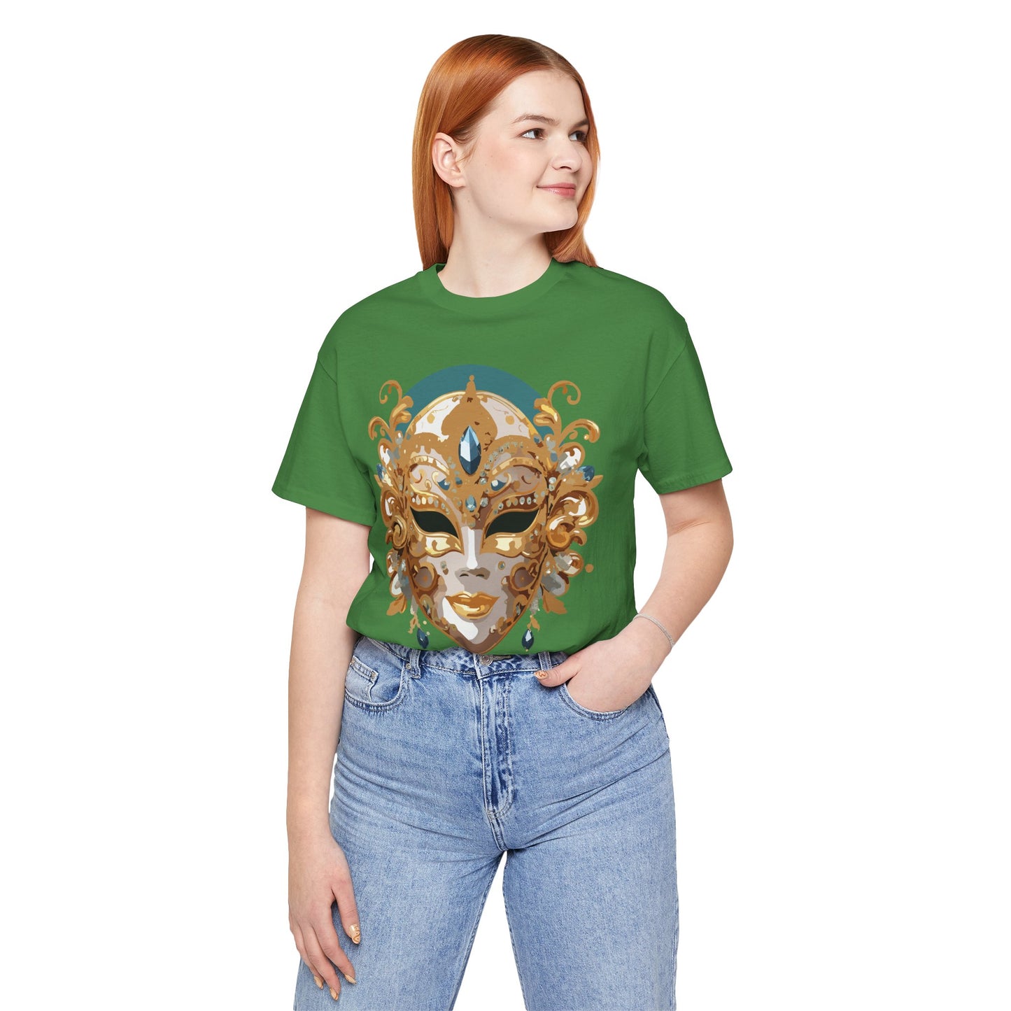 Mask Shirt, Shirt with Mask, Tee Shirt with Gold Face