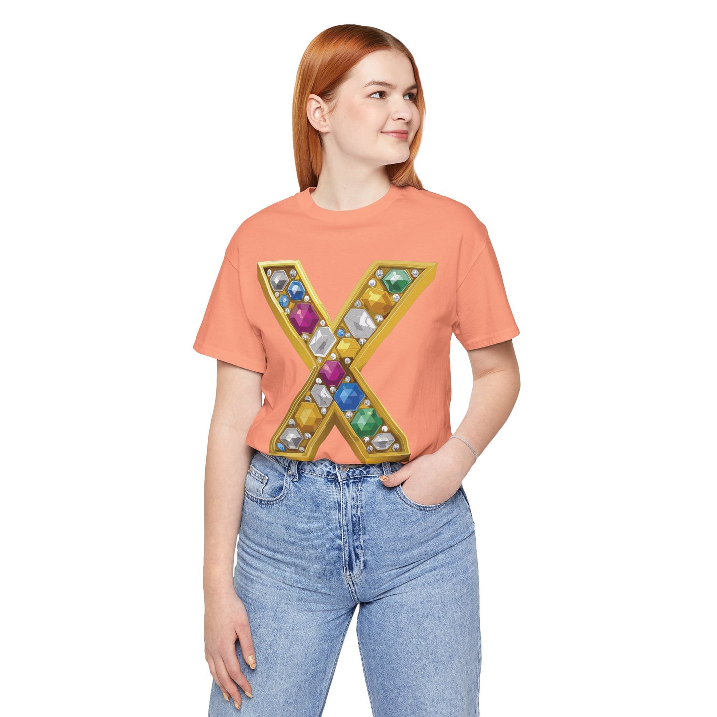 Letter Shirt, Shirt with Letters, Tee Shirt with Gold Letter, Shirt with Antique Letters