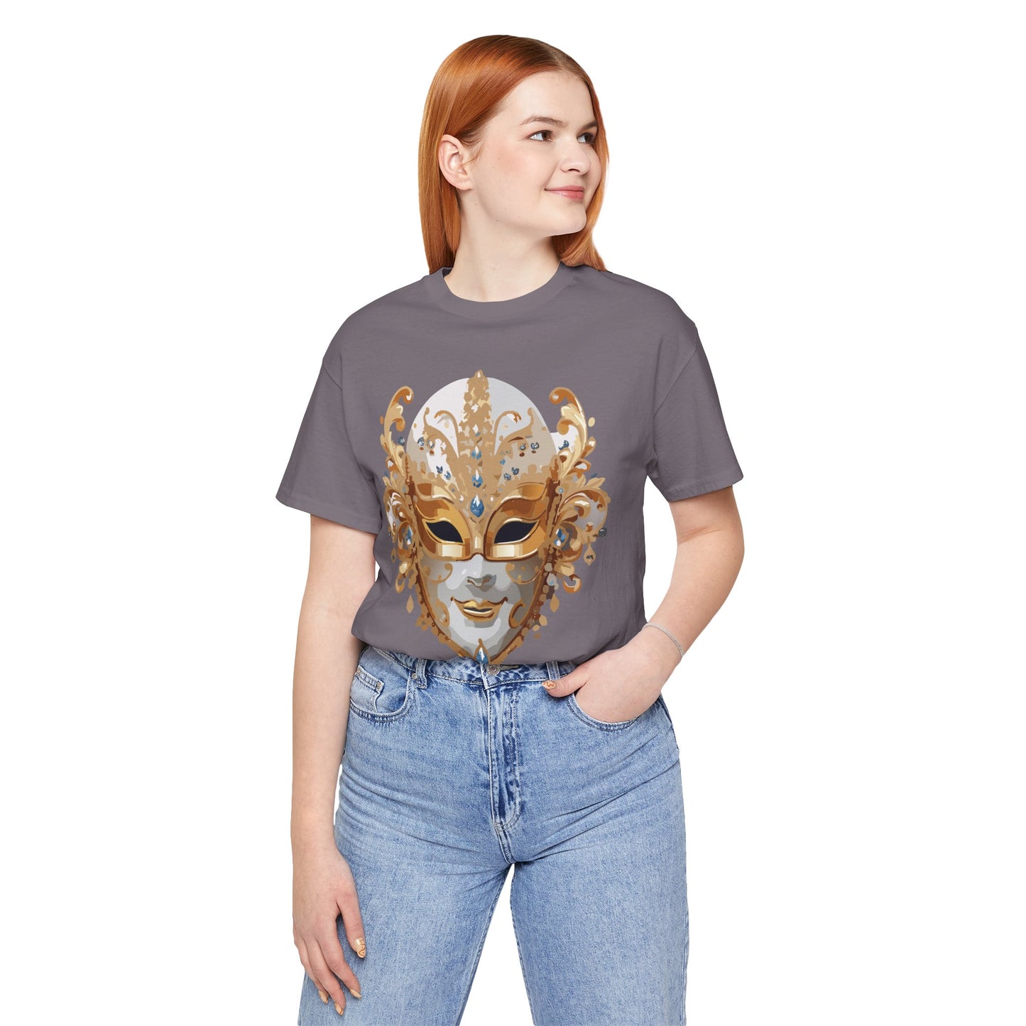 Mask Shirt, Shirt with Mask, Tee Shirt with Gold Face