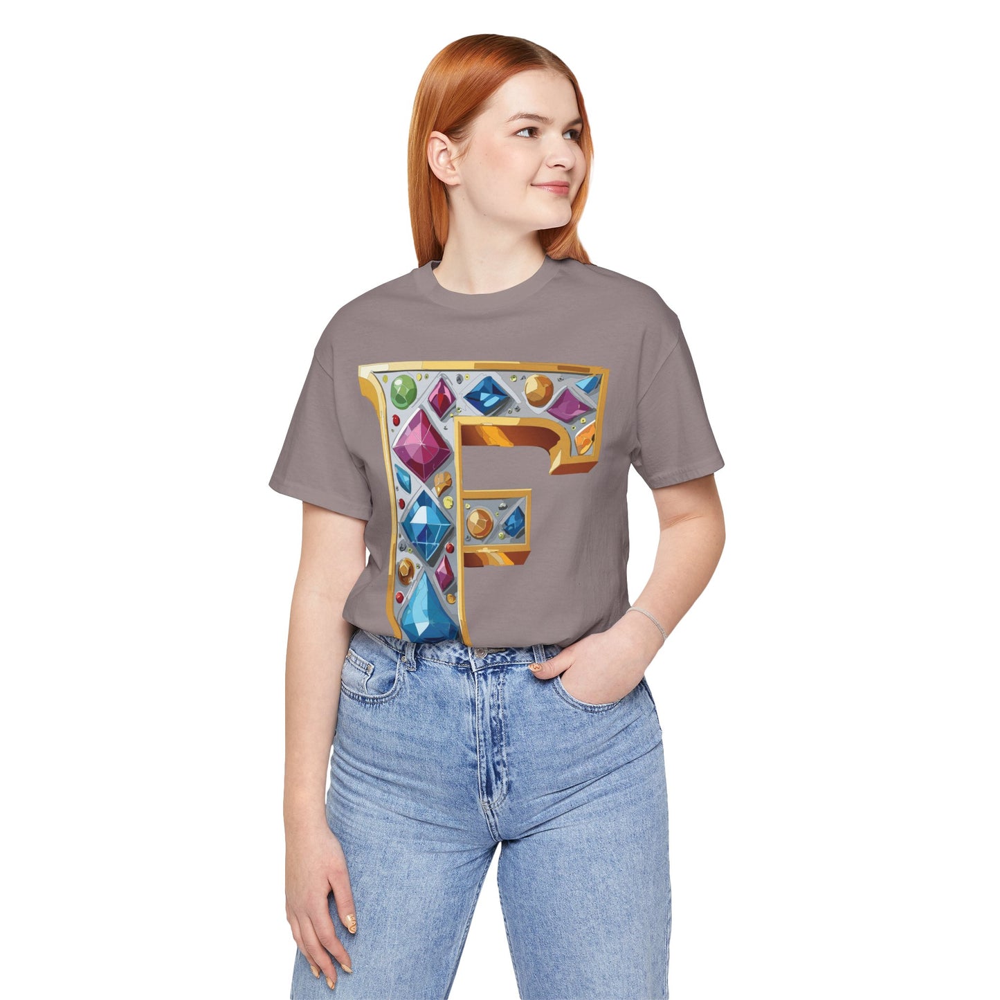 Letter Shirt, Shirt with Letters, Tee Shirt with Gold Letter, Shirt with Antique Letters