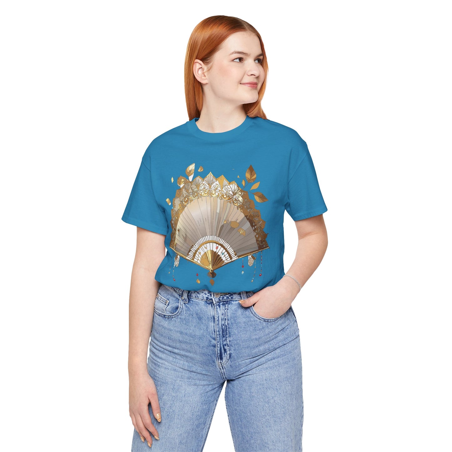 Fan shirt, Shirt with Fan, Tee Shirt with Gold Blower