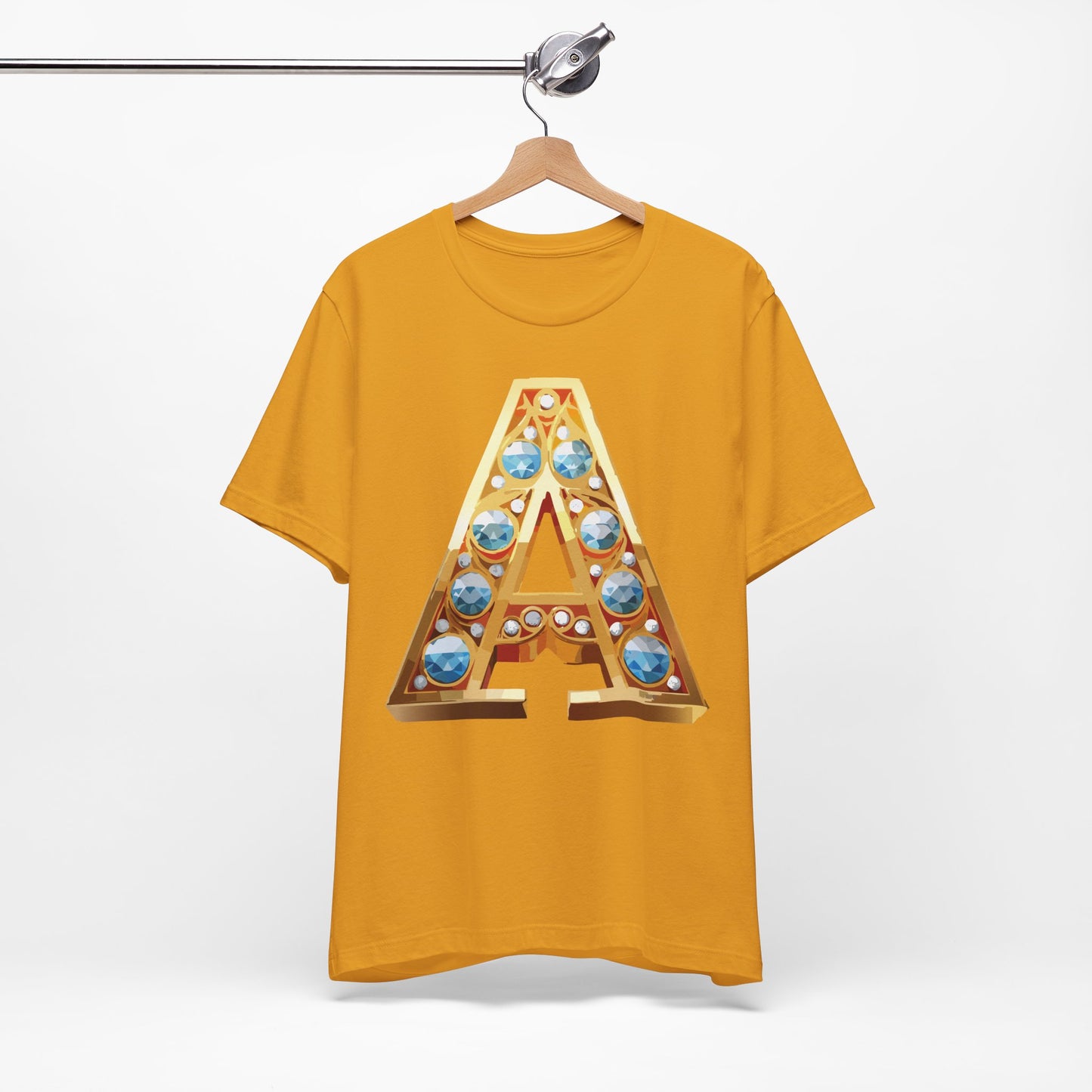 Letter Shirt, Shirt with Letters, Tee Shirt with Gold Letter, Shirt with Antique Letters